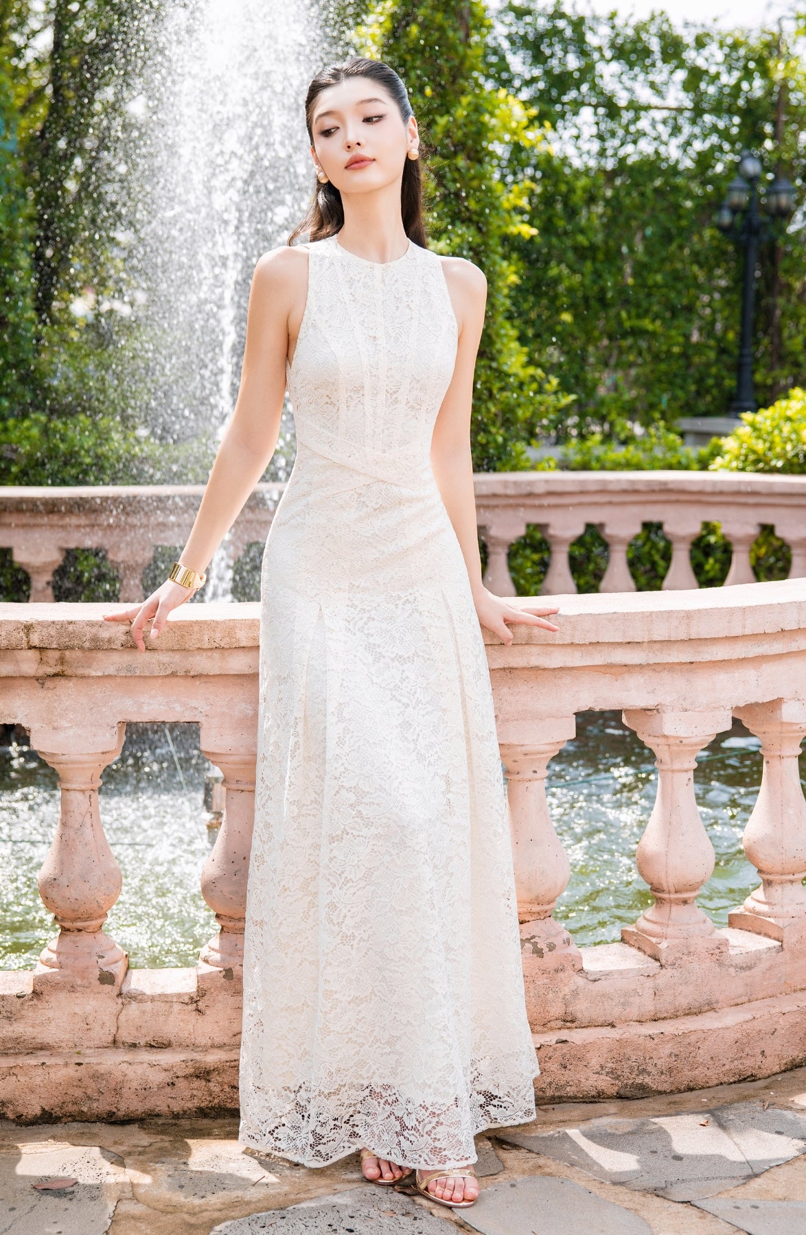 Elena Lace Dress in Ivory, view 10