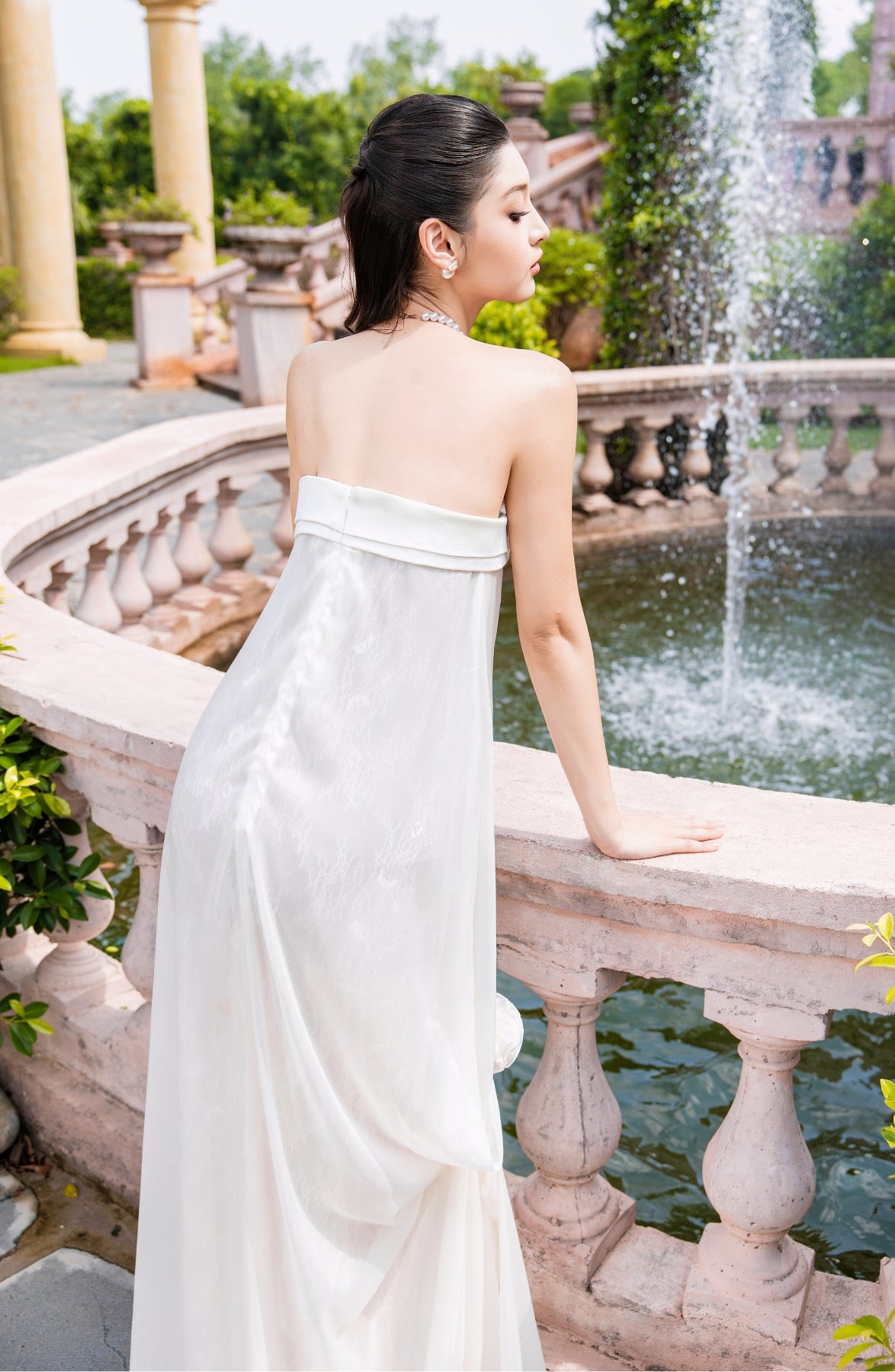 Rosette Maxi Dress in Ivory, view 10