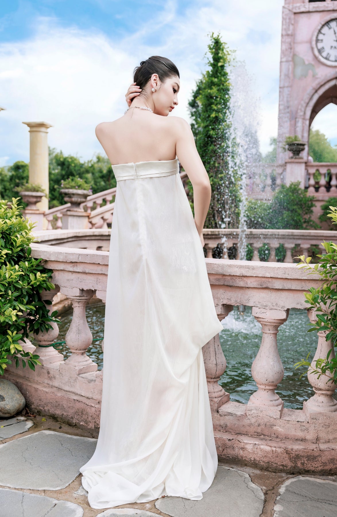 Rosette Maxi Dress in Ivory, view 11