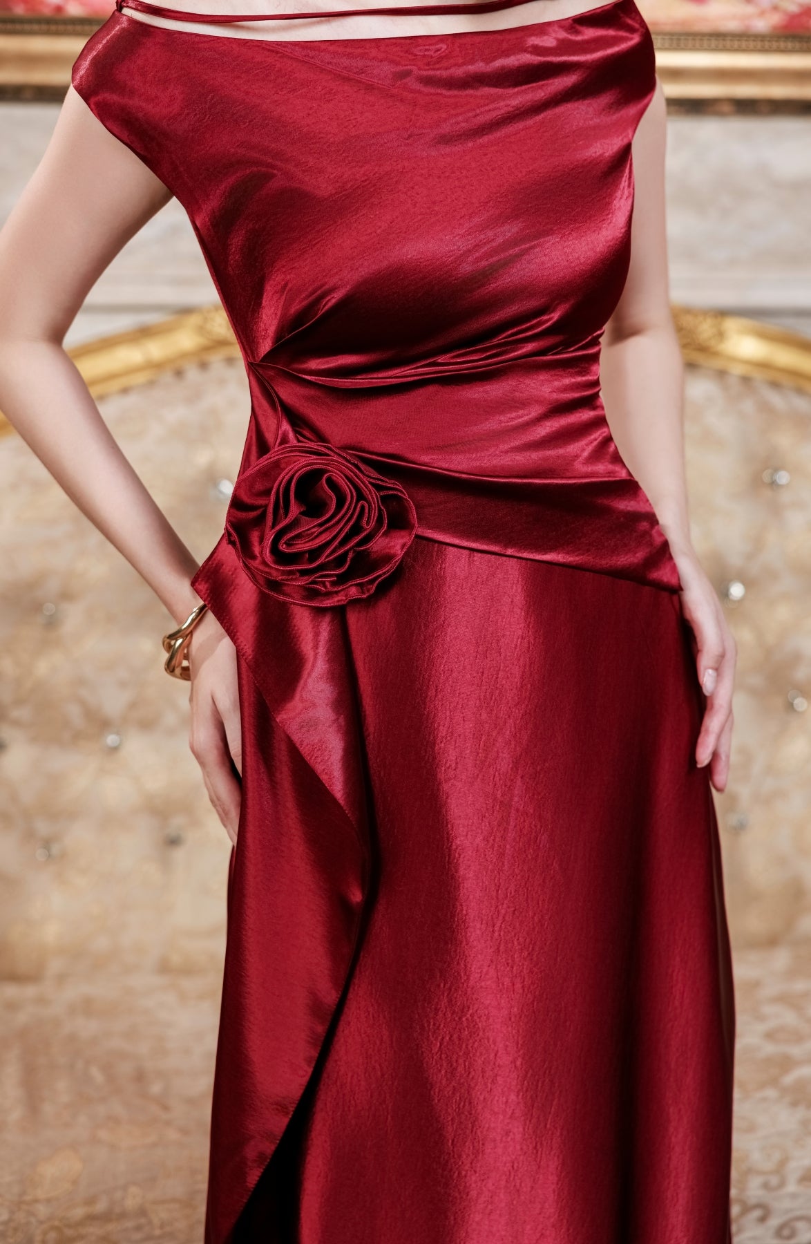 Fioritura Dress in Burgundy, view 10