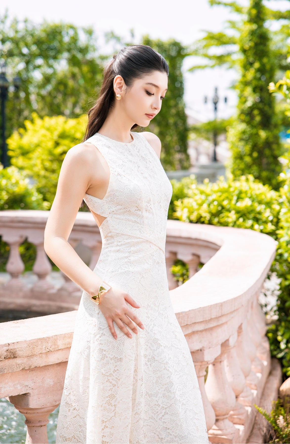 Elena Lace Dress in Ivory, view 13