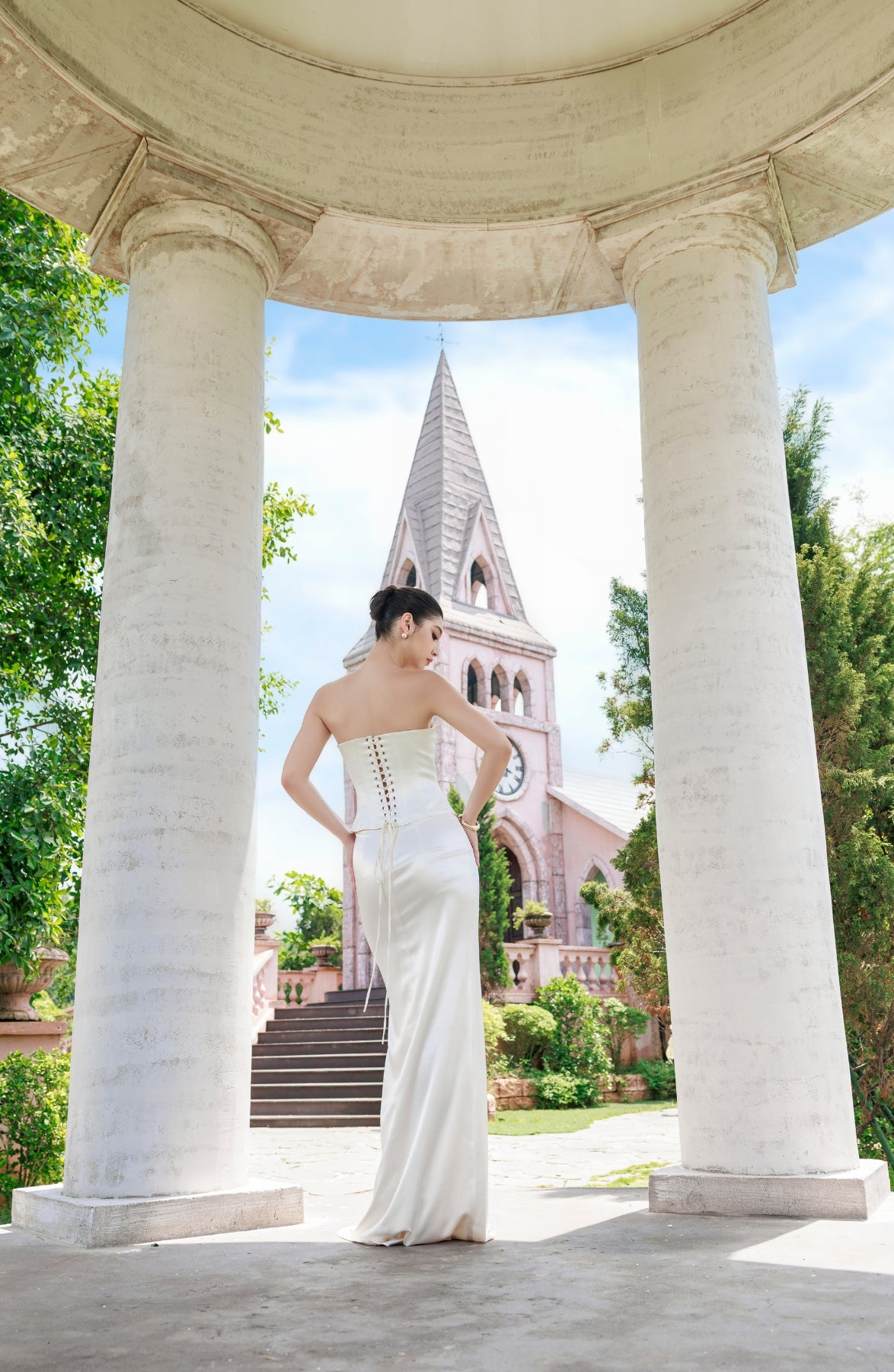 Emma Corset Top and Emma Maxi Skirt in Ivory, view 13