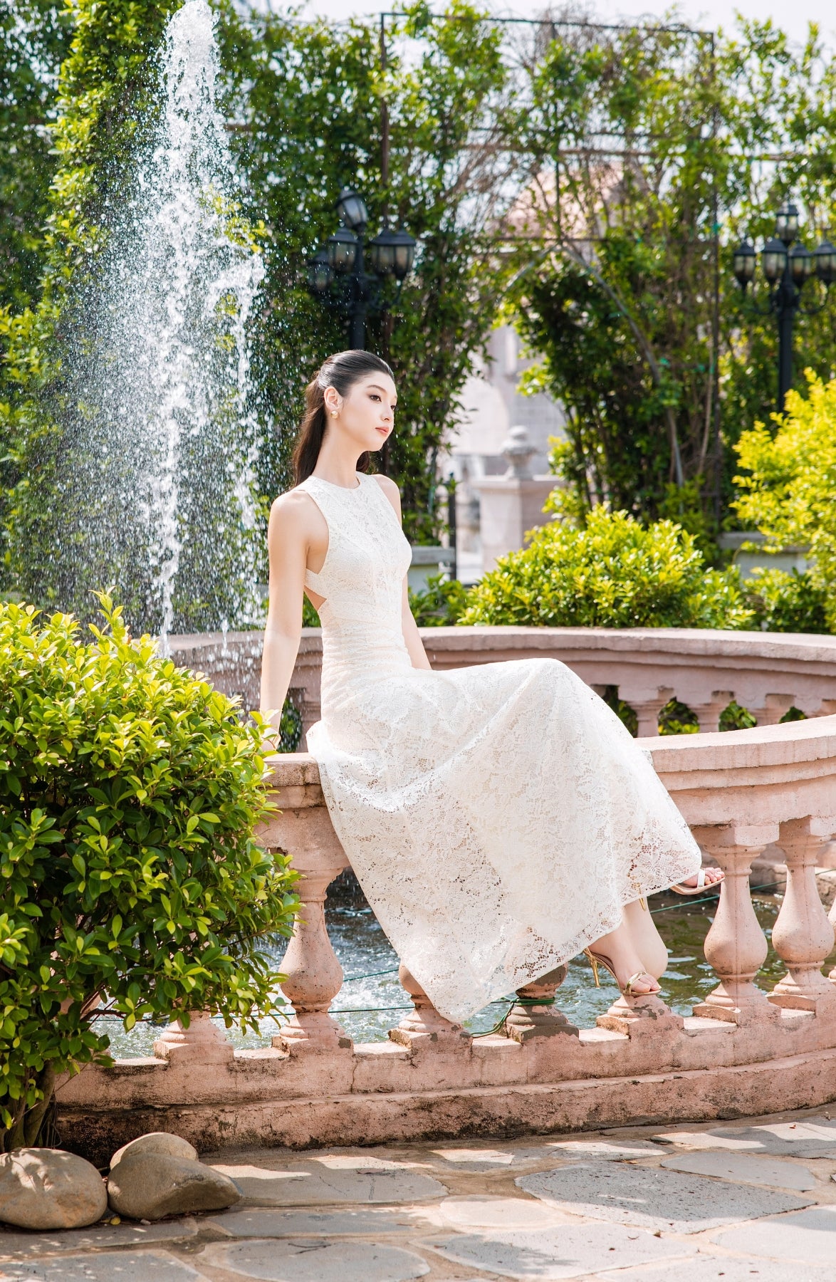 Elena Lace Dress in Ivory, view 14