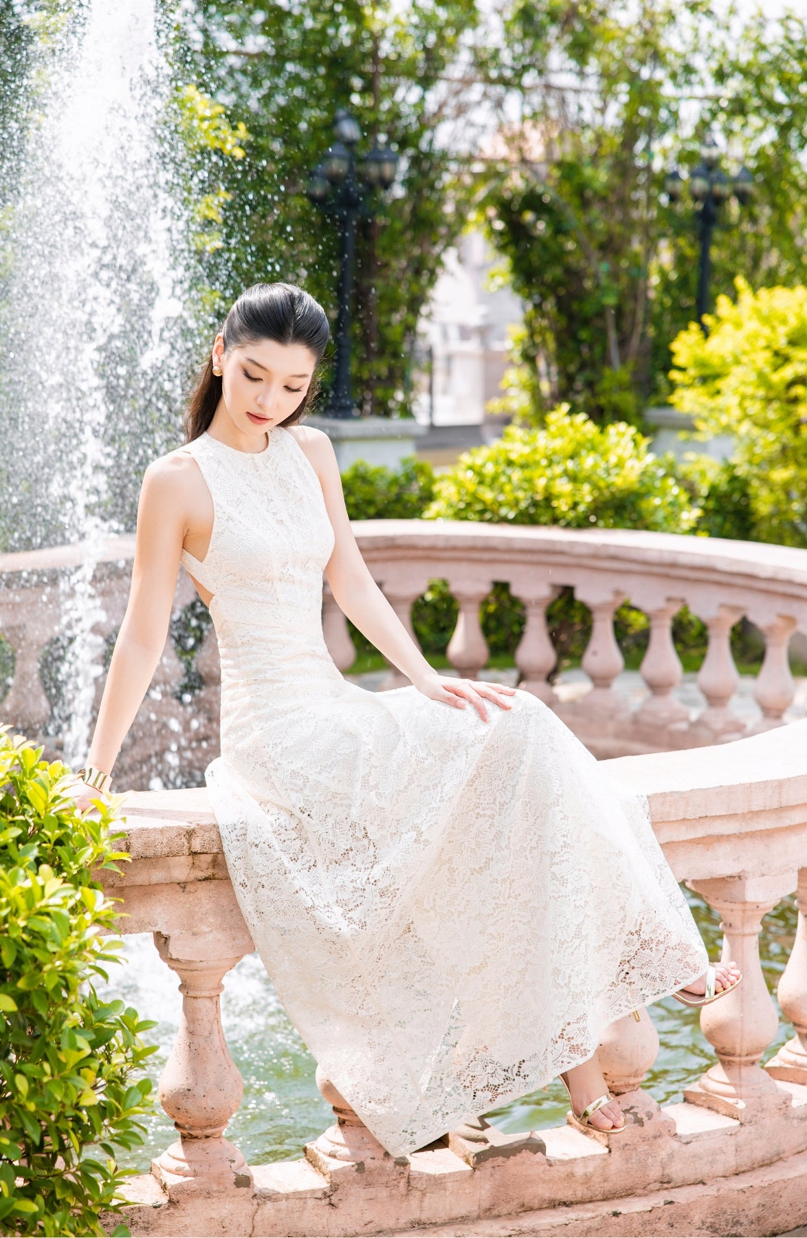Elena Lace Dress in Ivory, view 15