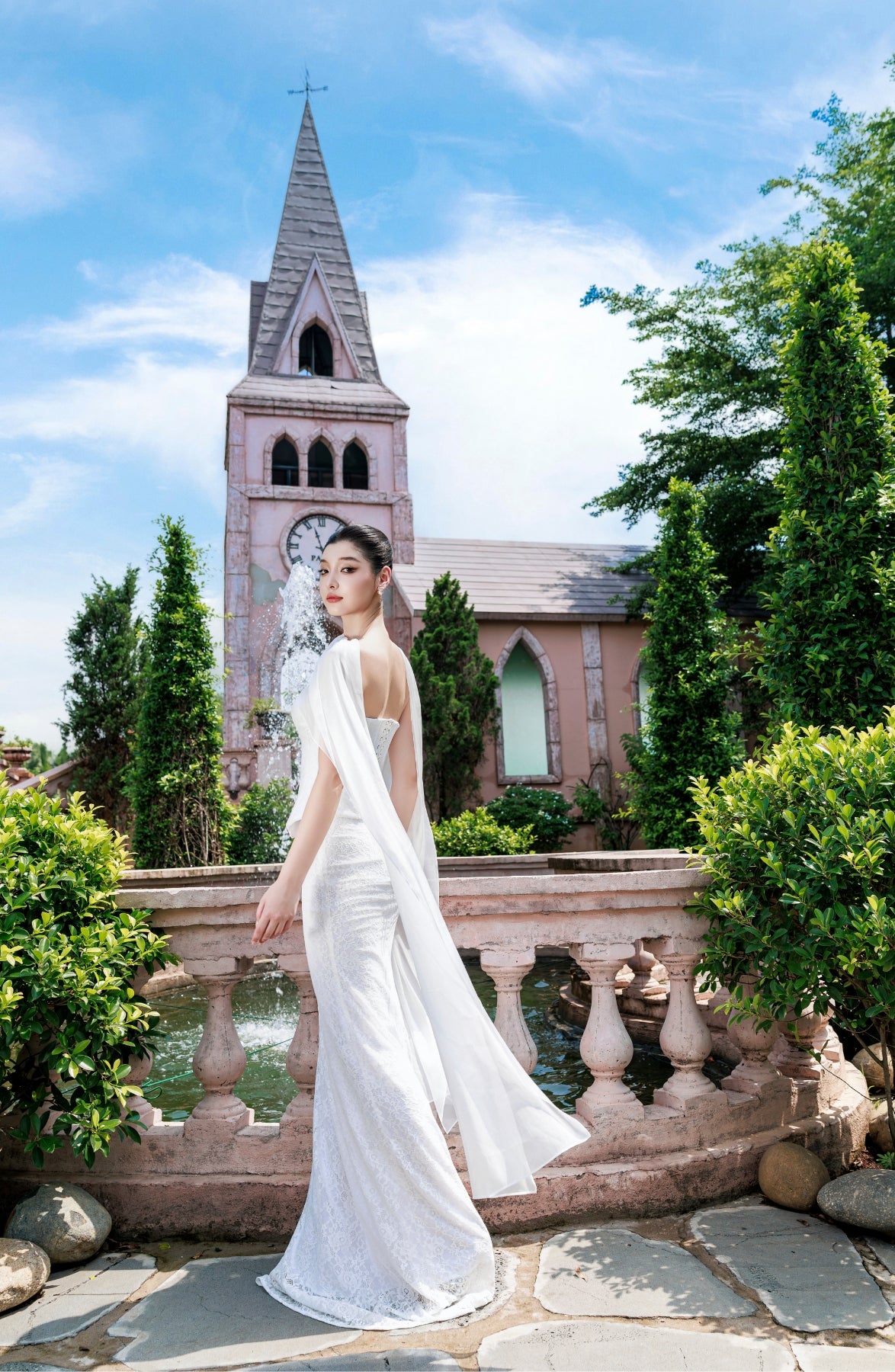 Katie Laced Corset Top and Mermaid Maxi Skirt in Ivory, view 16