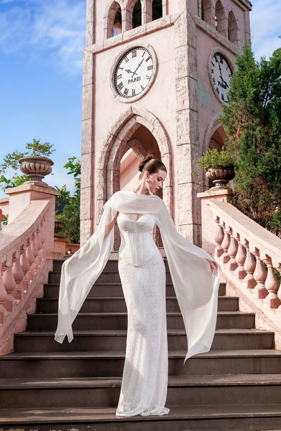 Katie Laced Mermaid Maxi Skirt in Ivory, view 44