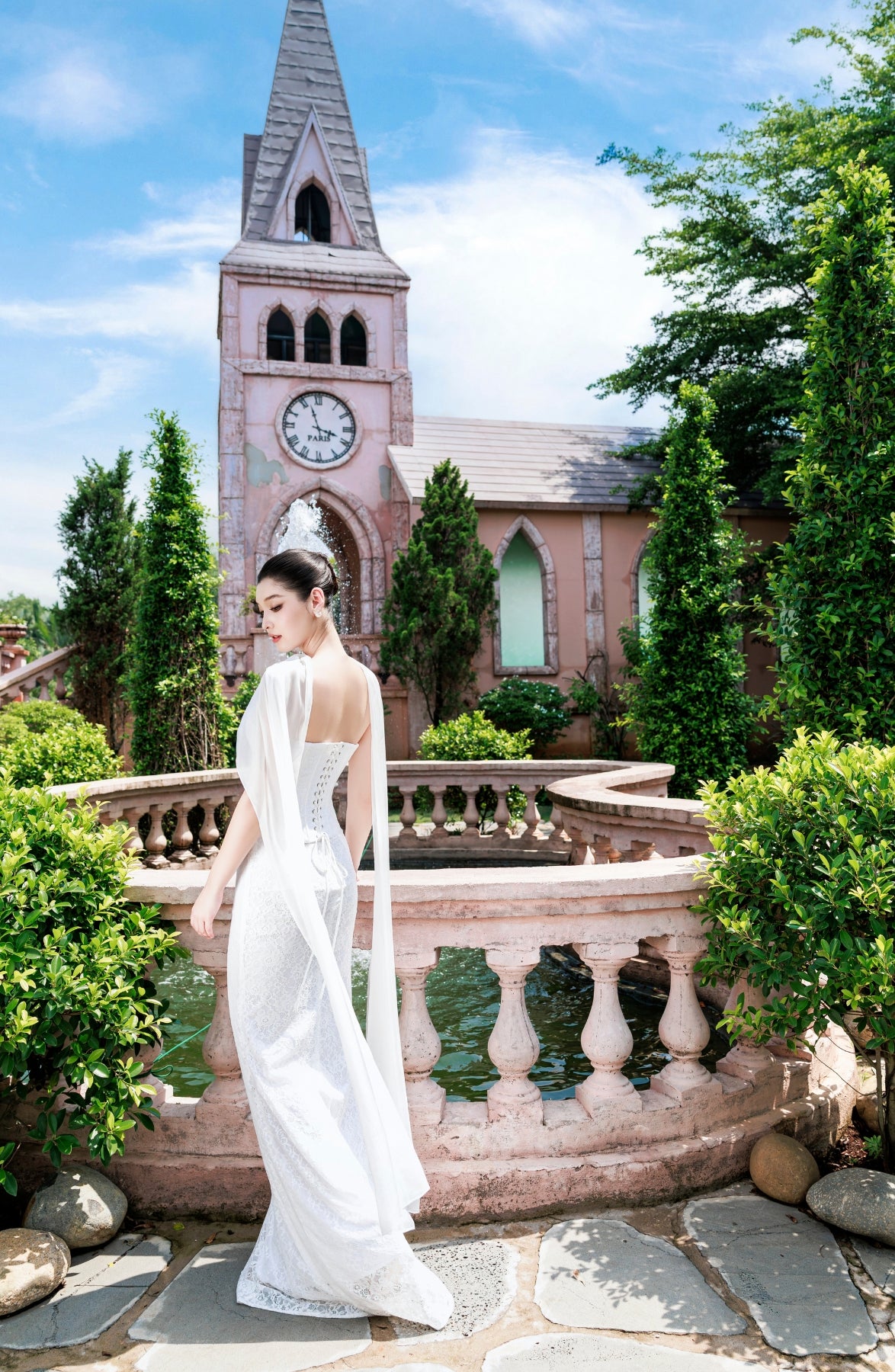 Katie Laced Corset Top and Mermaid Maxi Skirt in Ivory, view 17