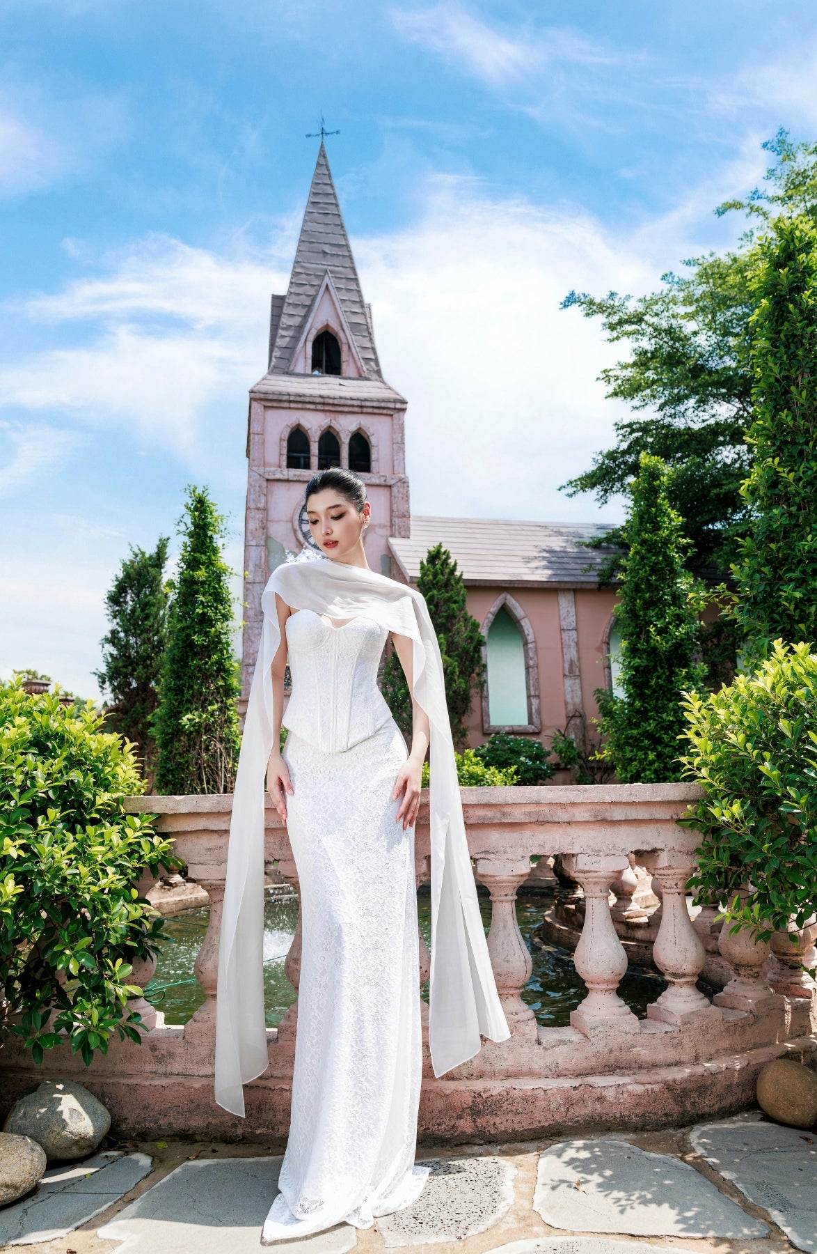Katie Laced Corset Top and Mermaid Maxi Skirt in Ivory, view 18