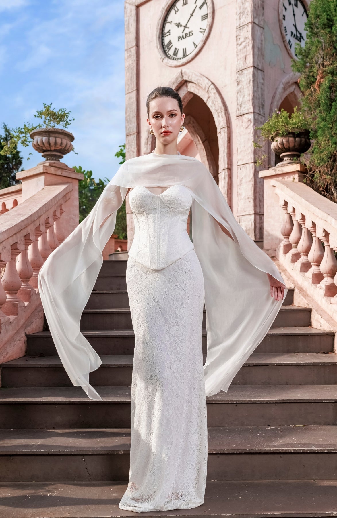 Katie Laced Mermaid Maxi Skirt in Ivory, view 46