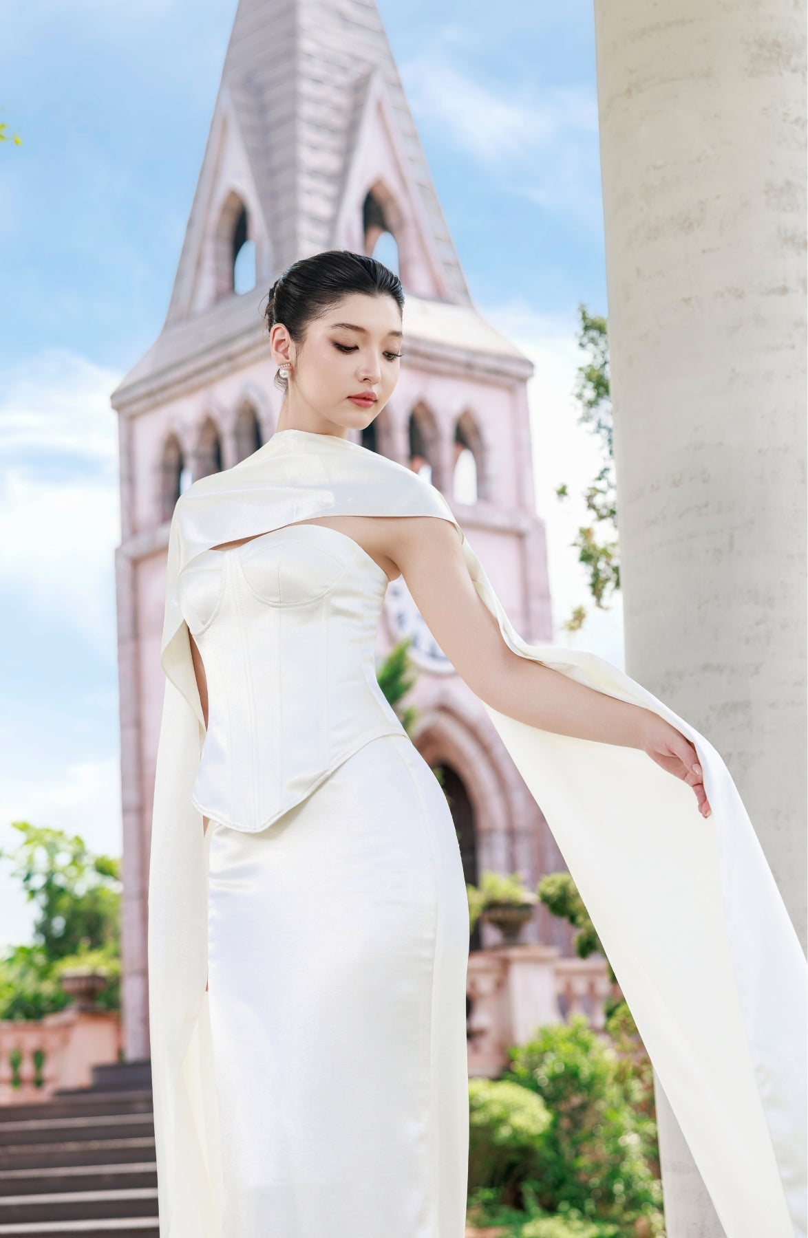 Emma Corset Top and Emma Maxi Skirt in Ivory, view 19