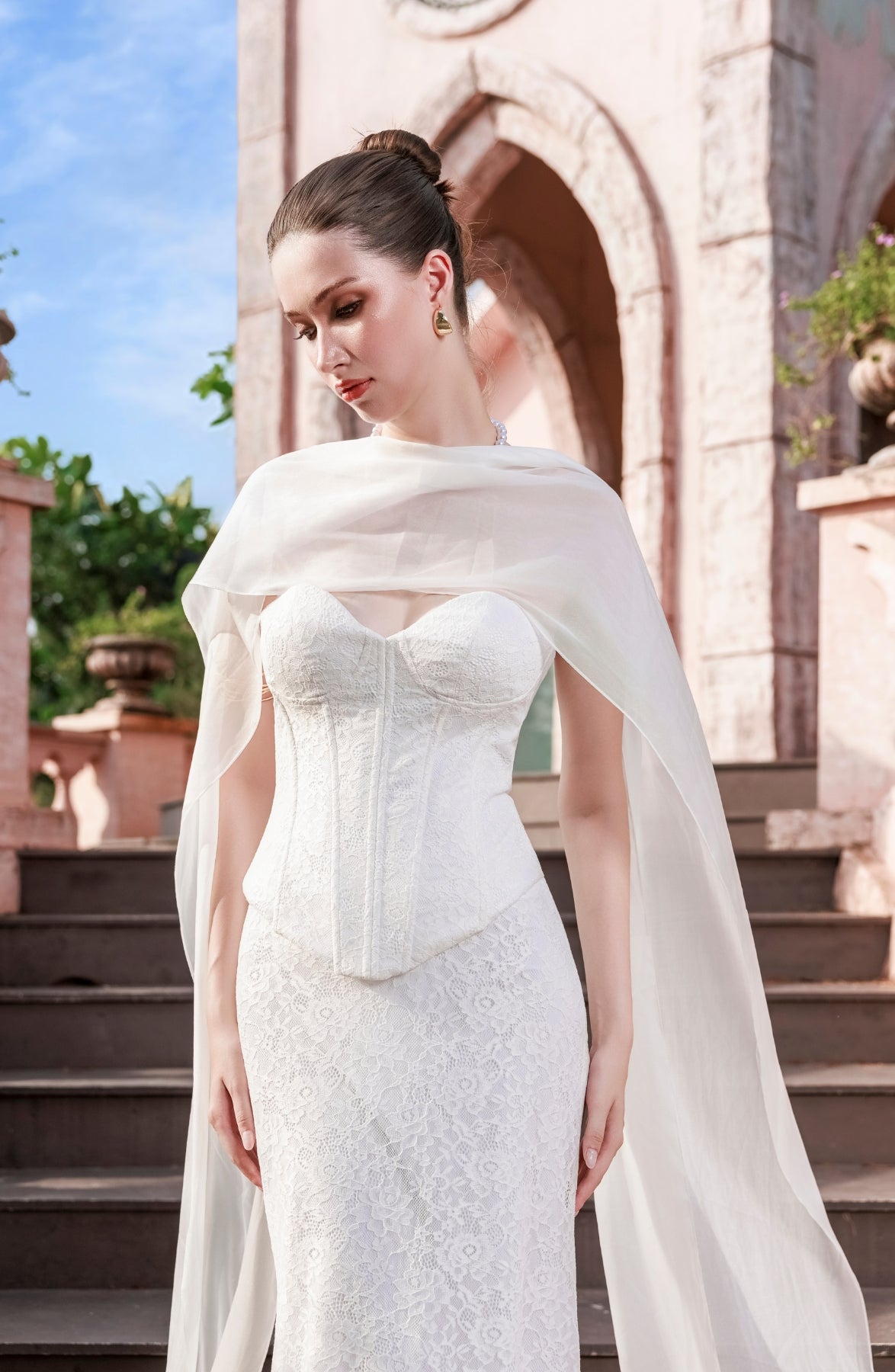 Katie Laced Mermaid Maxi Skirt in Ivory, view 47