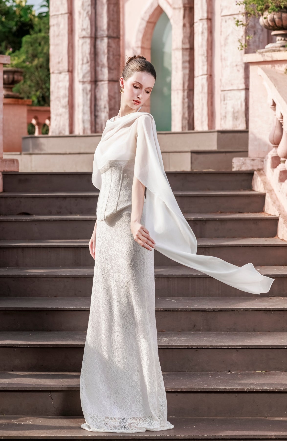 Katie Laced Mermaid Maxi Skirt in Ivory, view 49