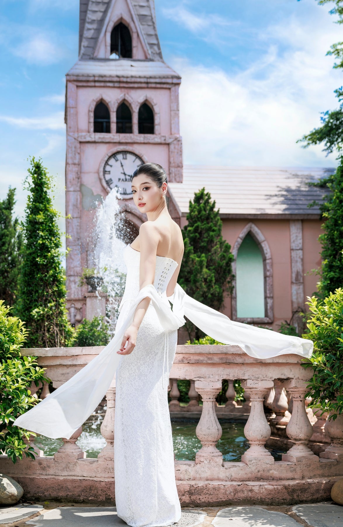 Katie Laced Corset Top and Mermaid Maxi Skirt in Ivory, view 25
