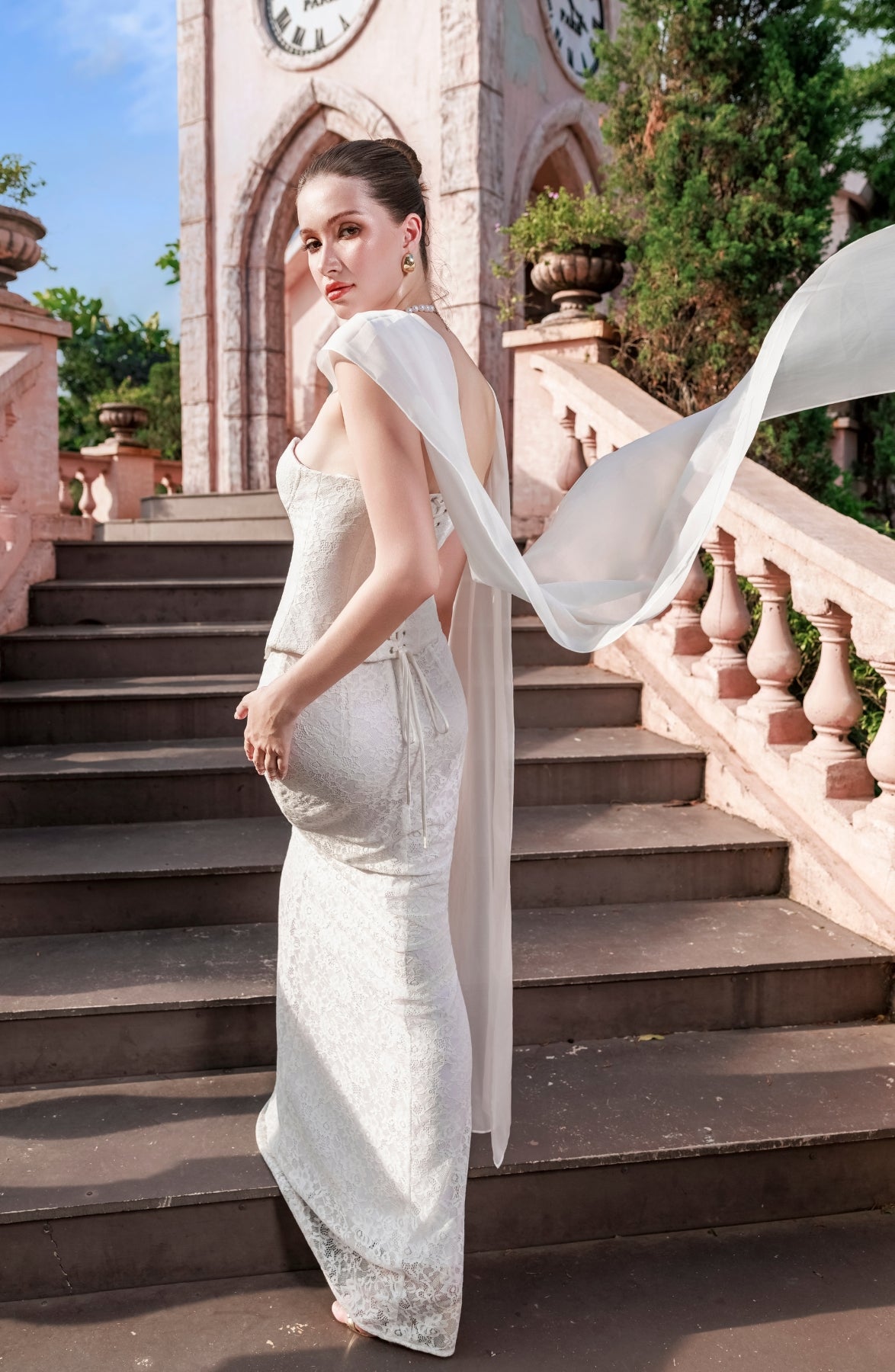 Katie Laced Mermaid Maxi Skirt in Ivory, view 52