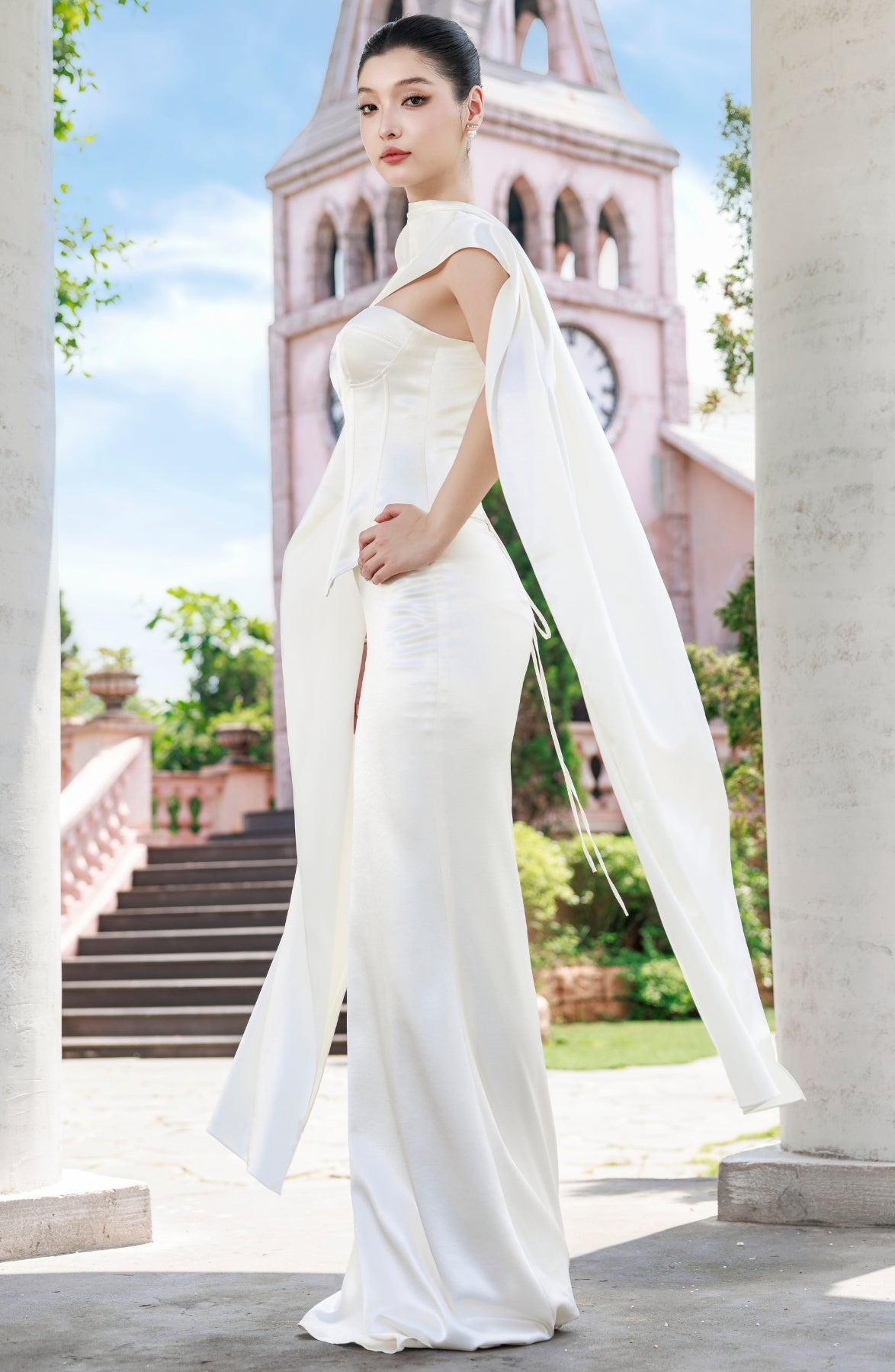 Emma Corset Top and Emma Maxi Skirt in Ivory, view 25