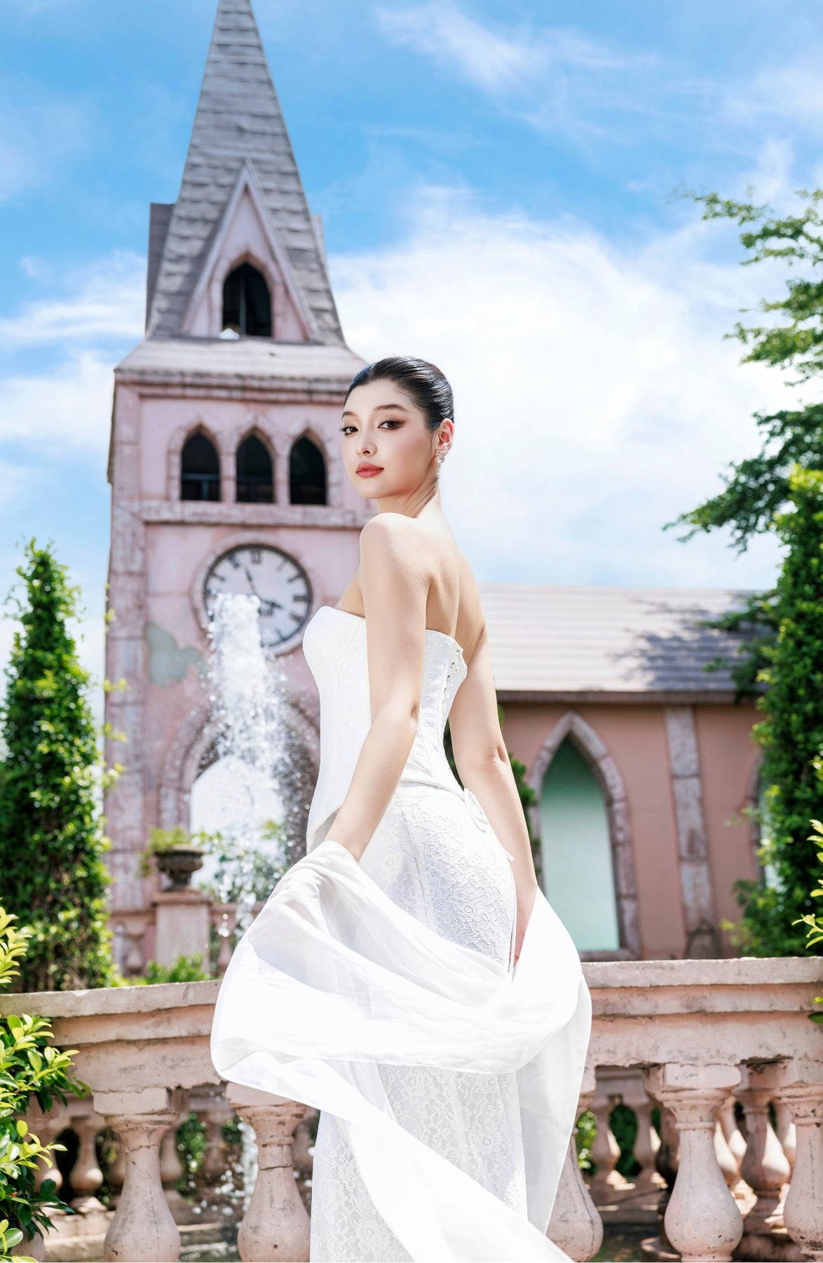 Katie Laced Corset Top and Mermaid Maxi Skirt in Ivory, view 26