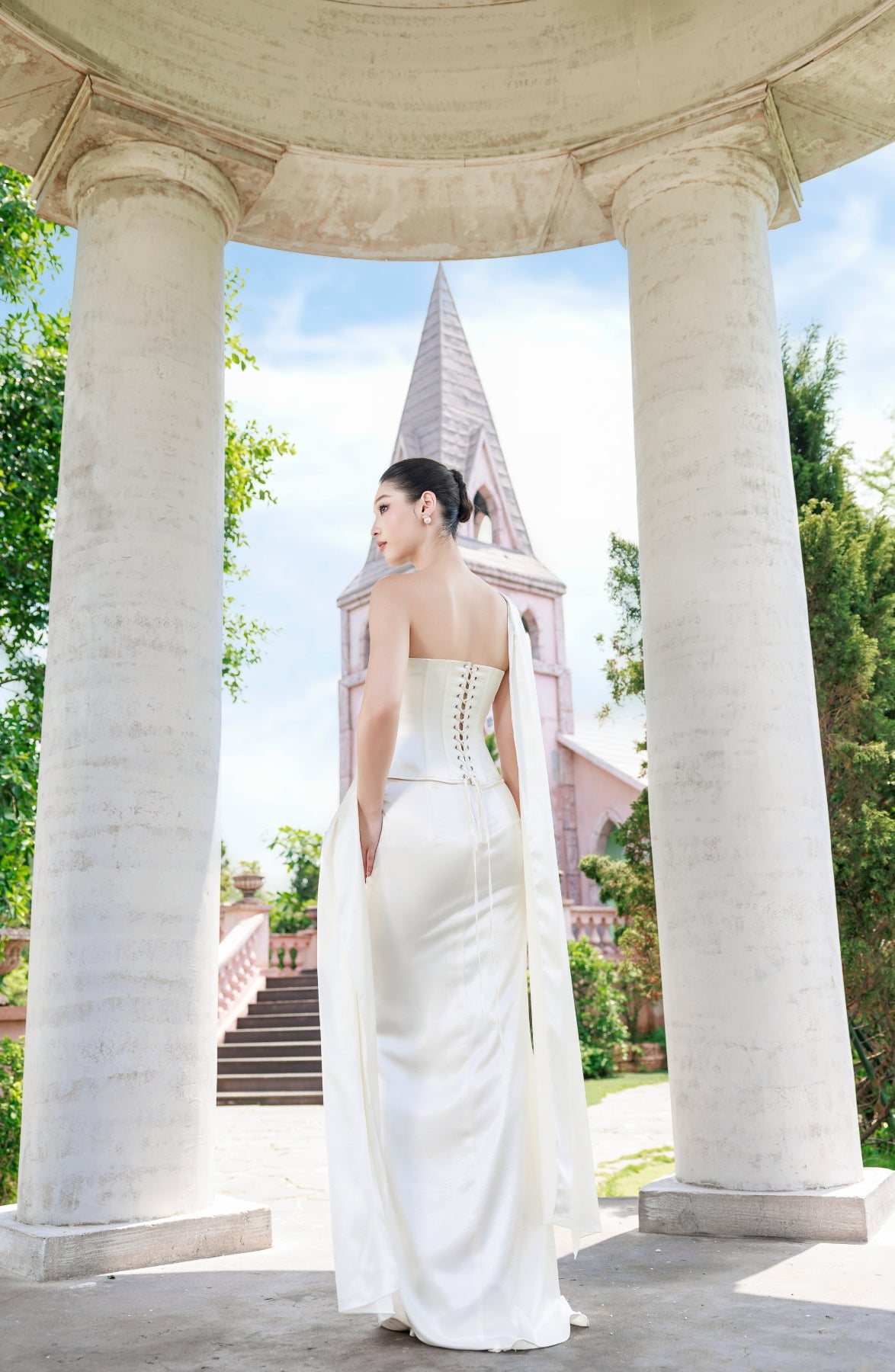 Emma Corset Top and Emma Maxi Skirt in Ivory, view 26