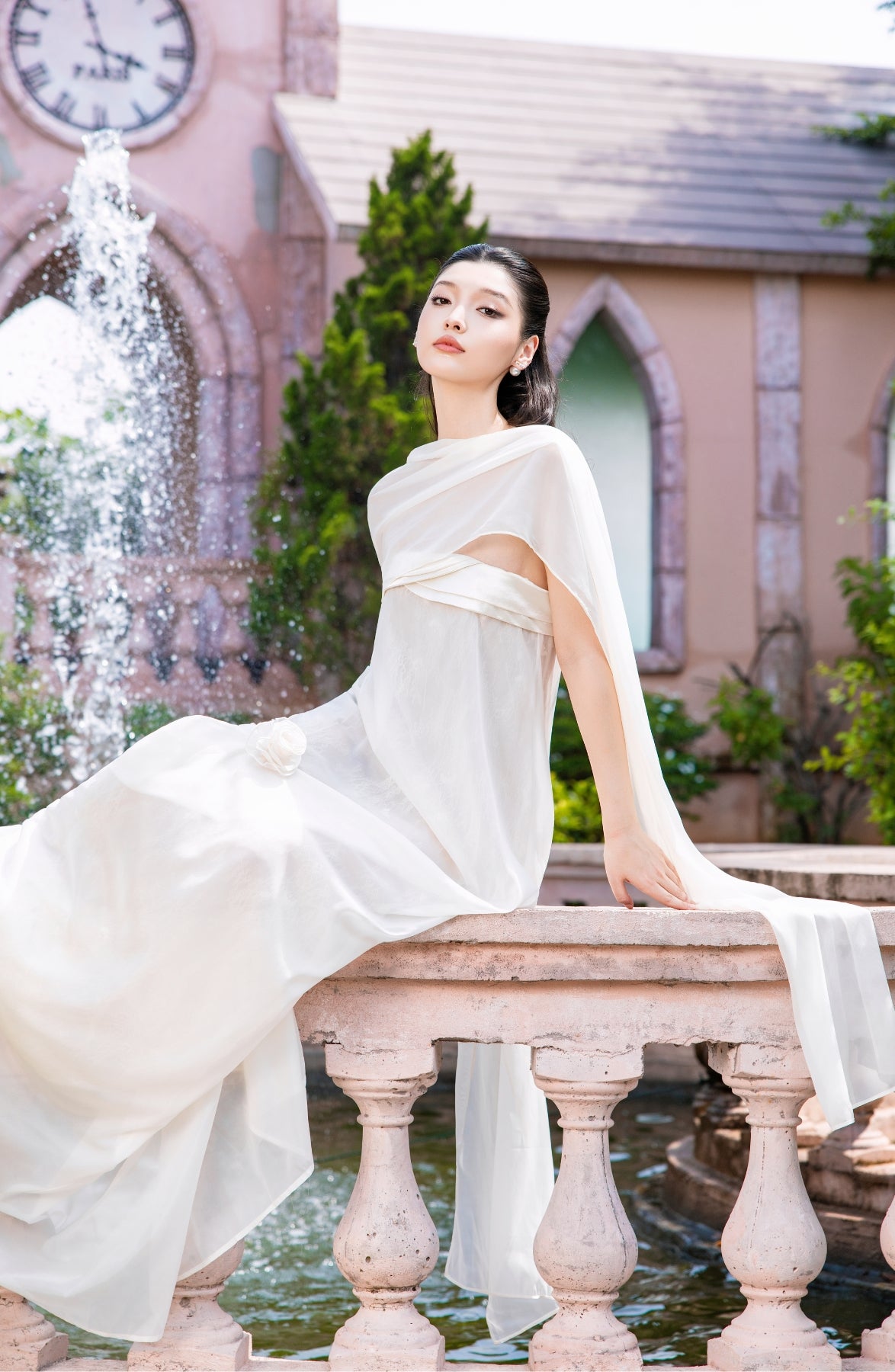Rosette Maxi Dress in Ivory, view 29