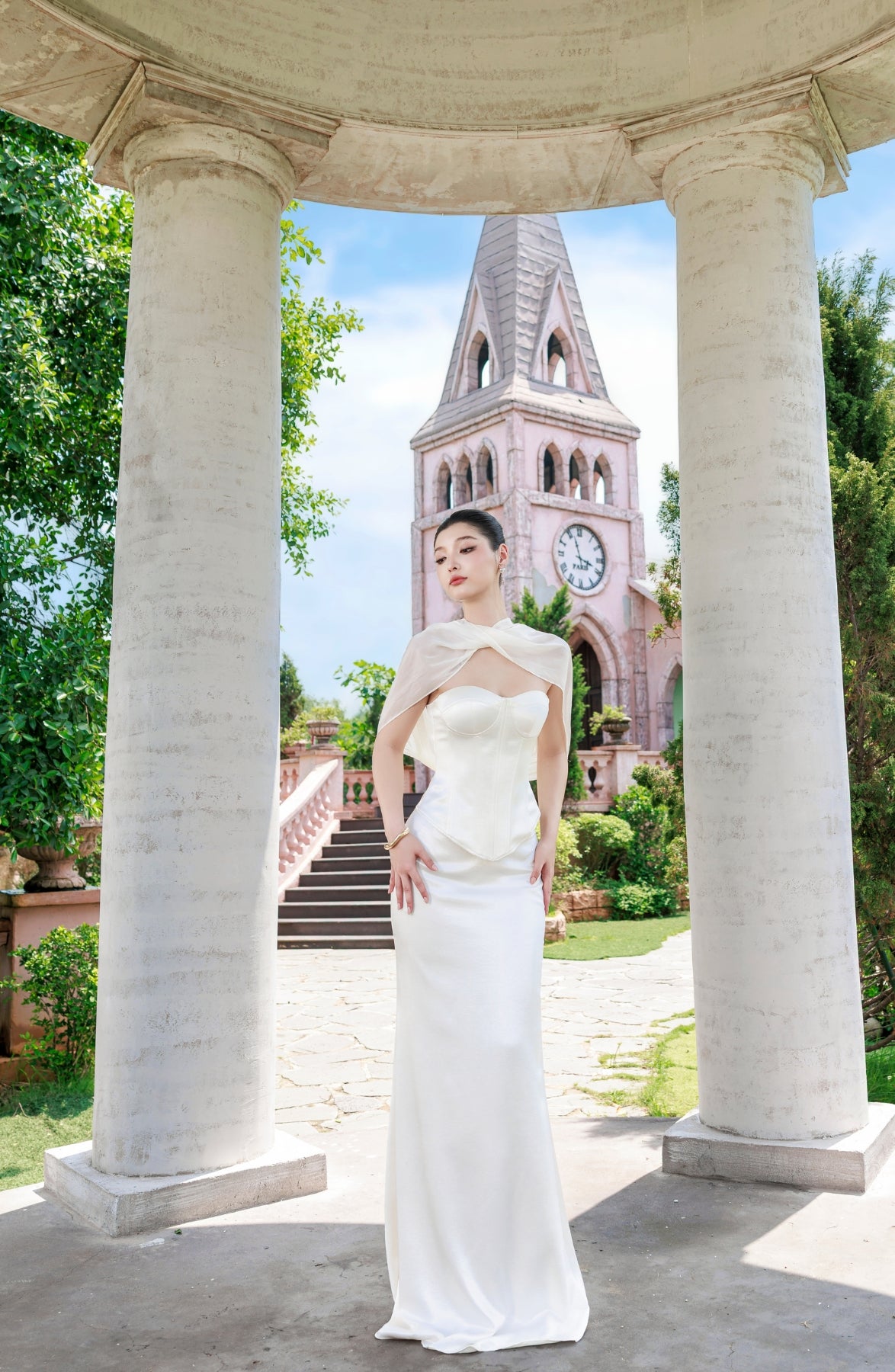 Emma Corset Top and Emma Maxi Skirt in Ivory, view 29