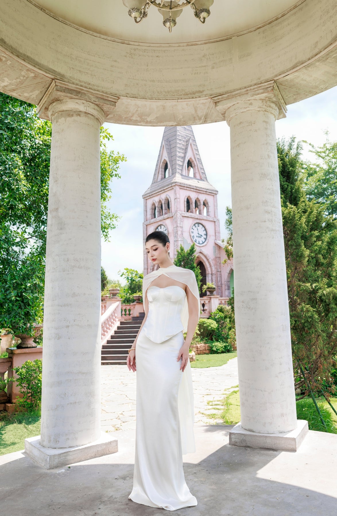 Emma Corset Top and Emma Maxi Skirt in Ivory, view 31