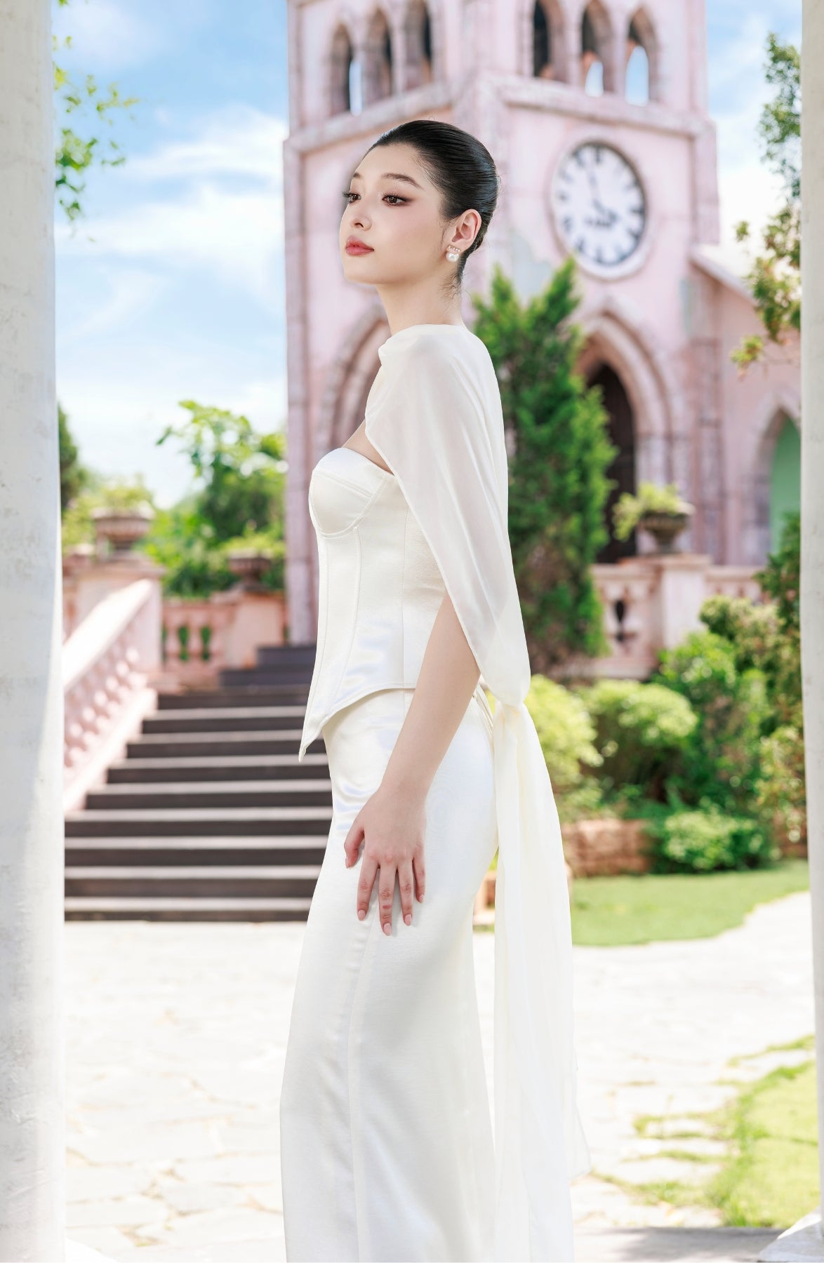 Emma Corset Top and Emma Maxi Skirt in Ivory, view 34