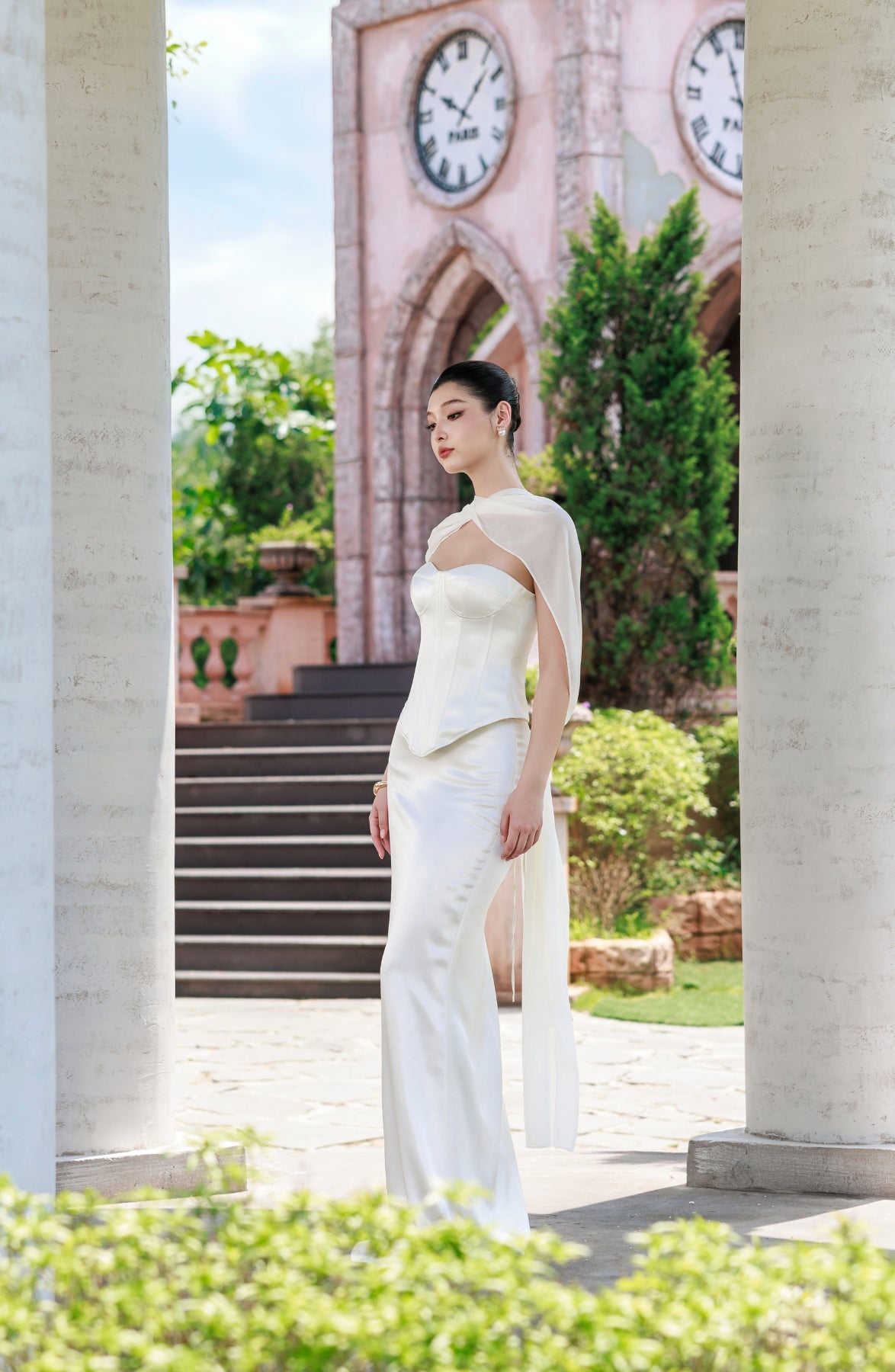 Emma Corset Top and Emma Maxi Skirt in Ivory, view 36