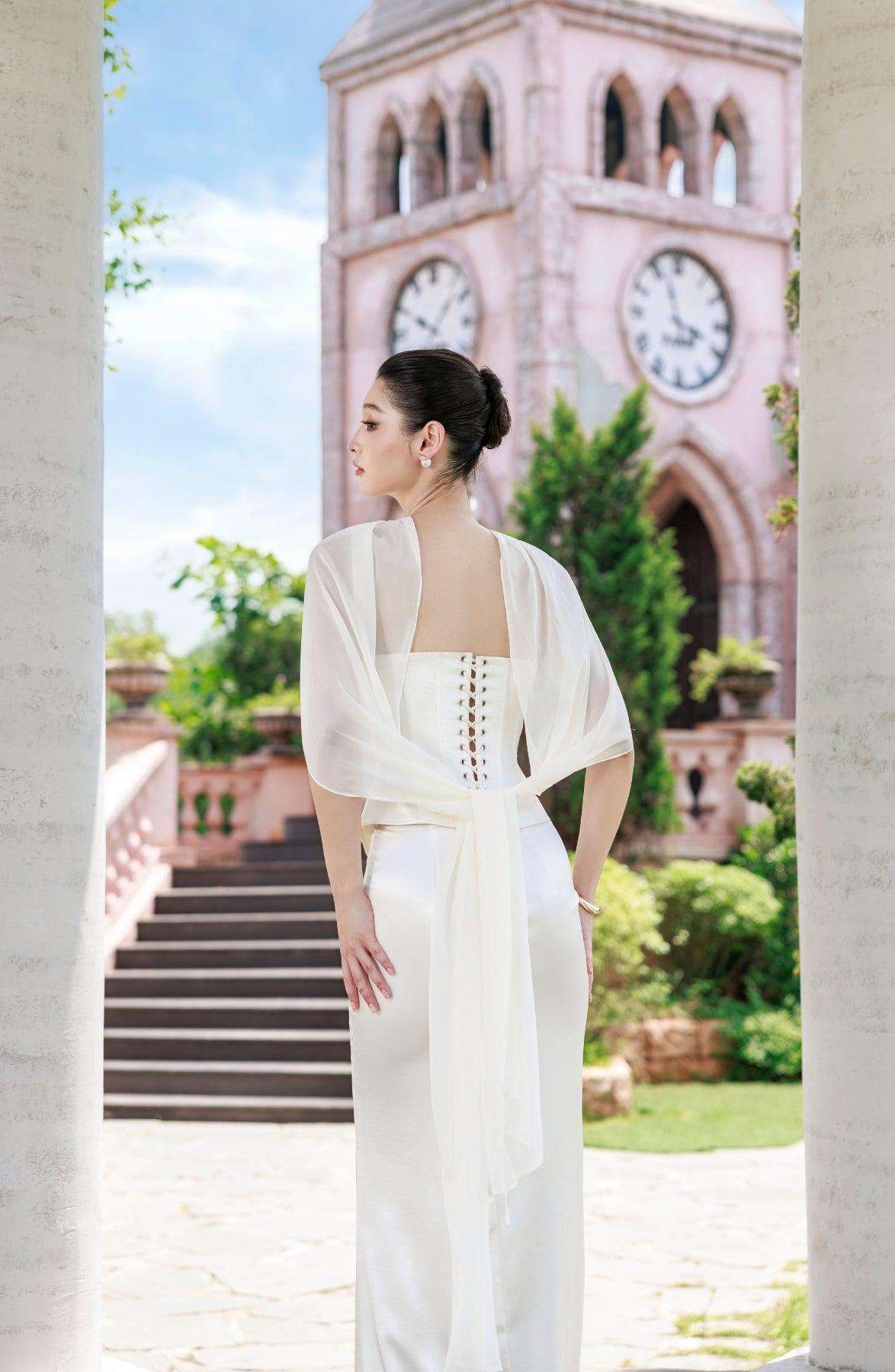 Emma Corset Top and Emma Maxi Skirt in Ivory, view 38