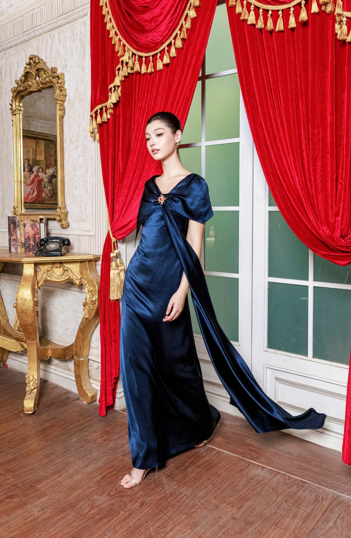 Stole Maxi Dress in Navy, view 6