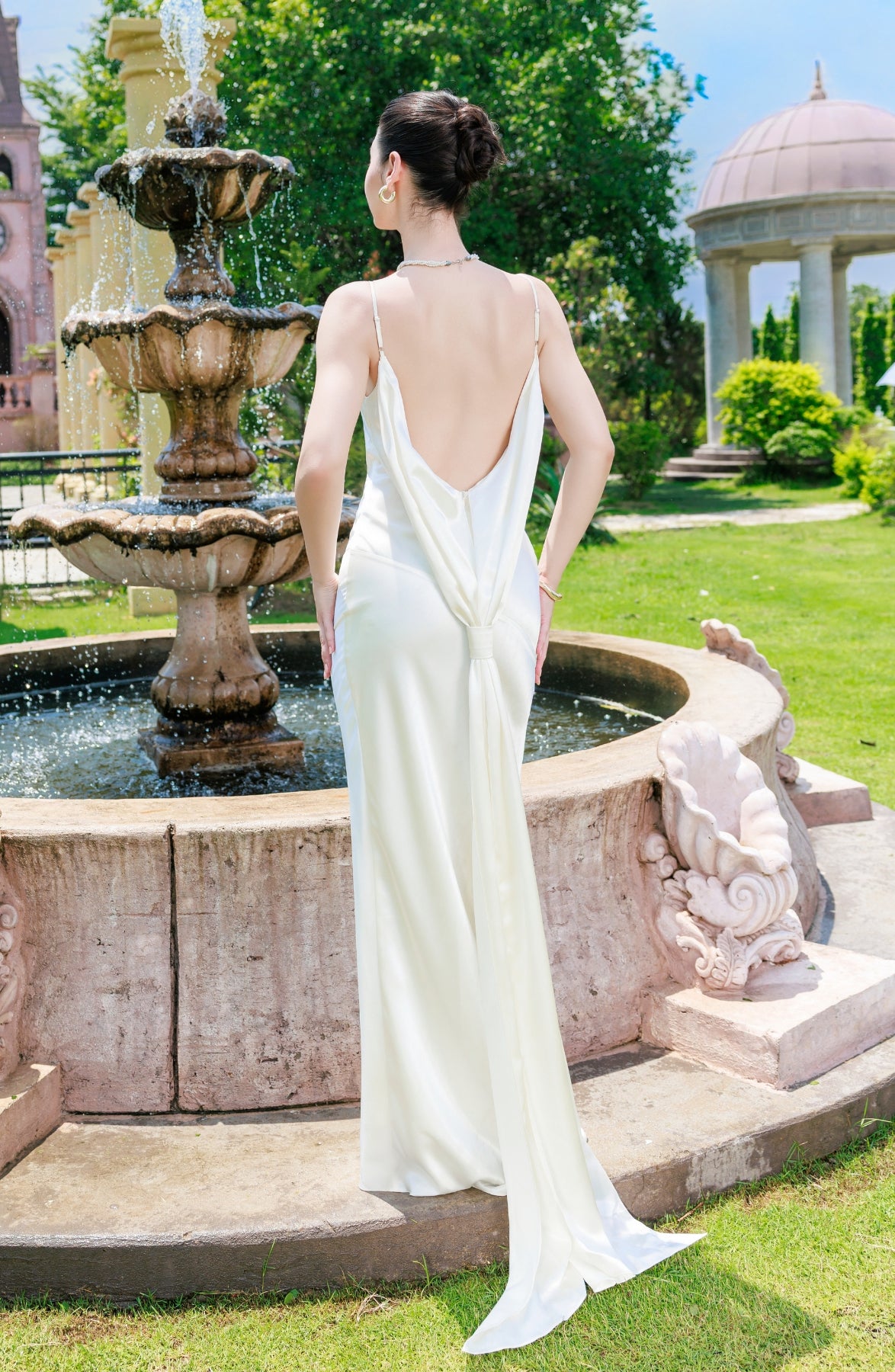 Cascade Slip Dress in Ivory, view 2