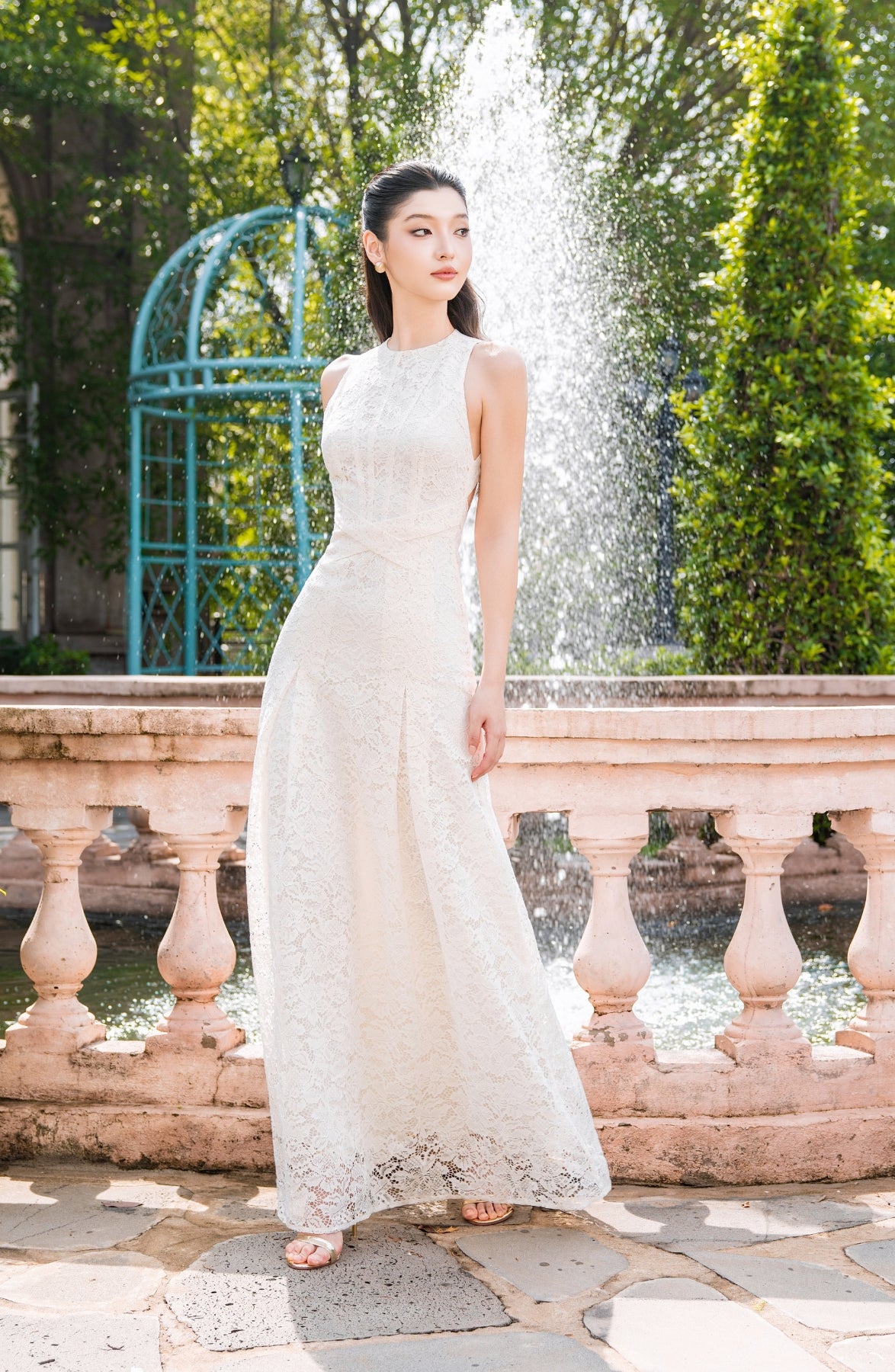 Elena Lace Dress in Ivory, view 3
