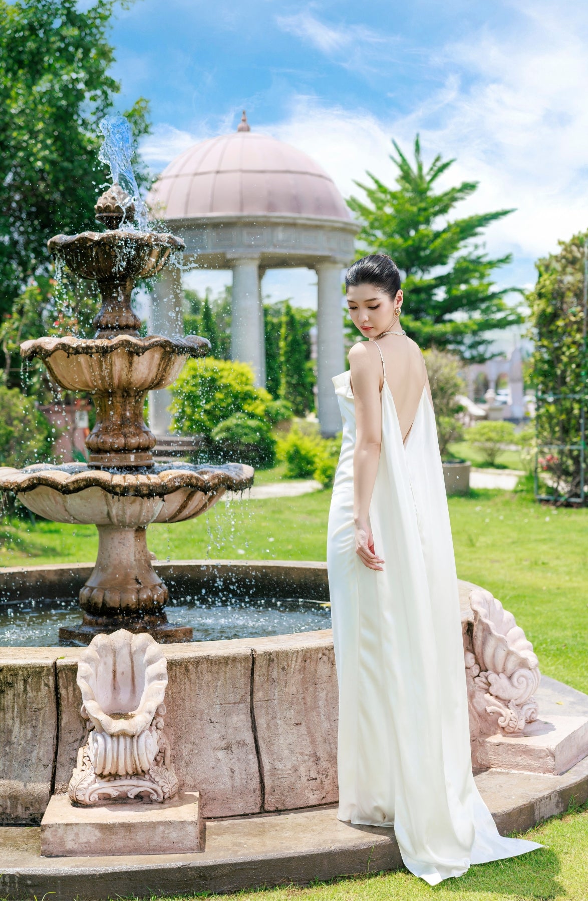 Cascade Slip Dress in Ivory, view 10