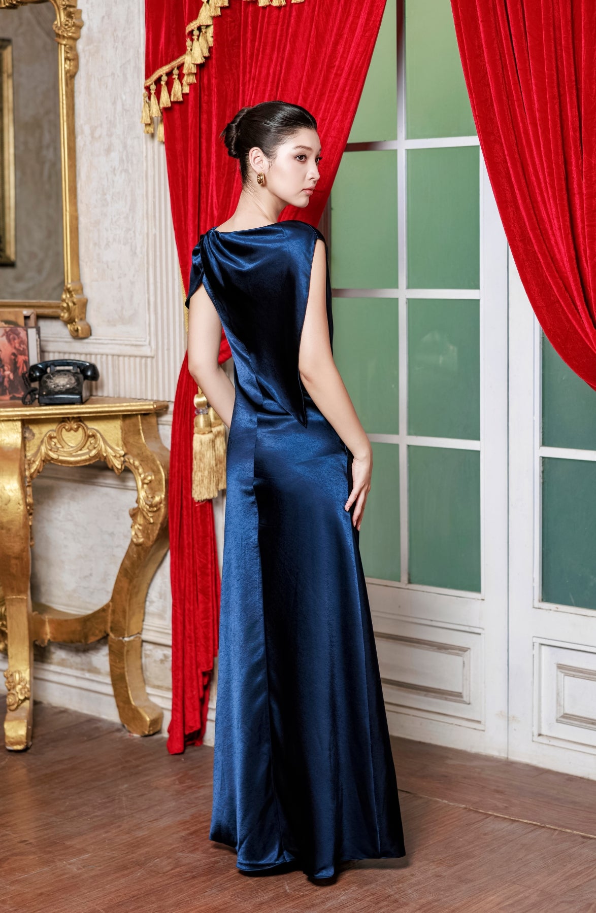 Stole Maxi Dress in Navy, view 2