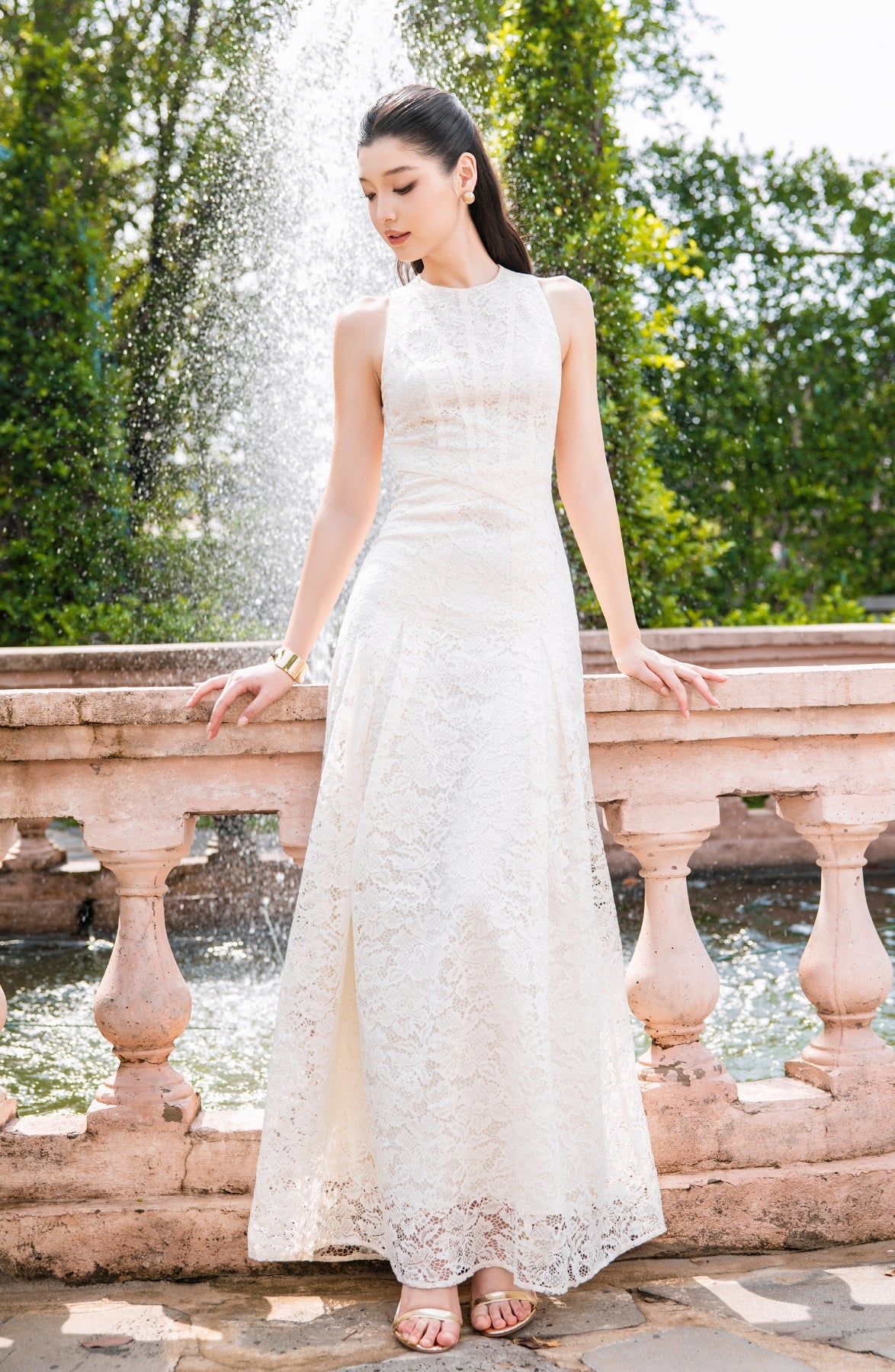 Elena Lace Dress in Ivory, view 11