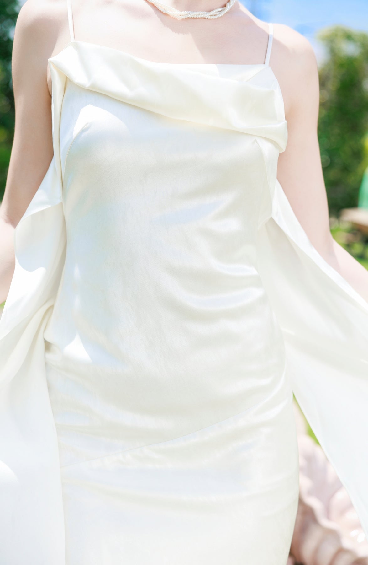 Cascade Slip Dress in Ivory, view 11