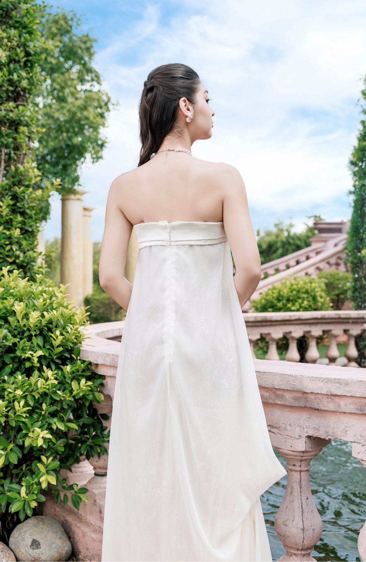 Rosette Maxi Dress in Ivory, view 12