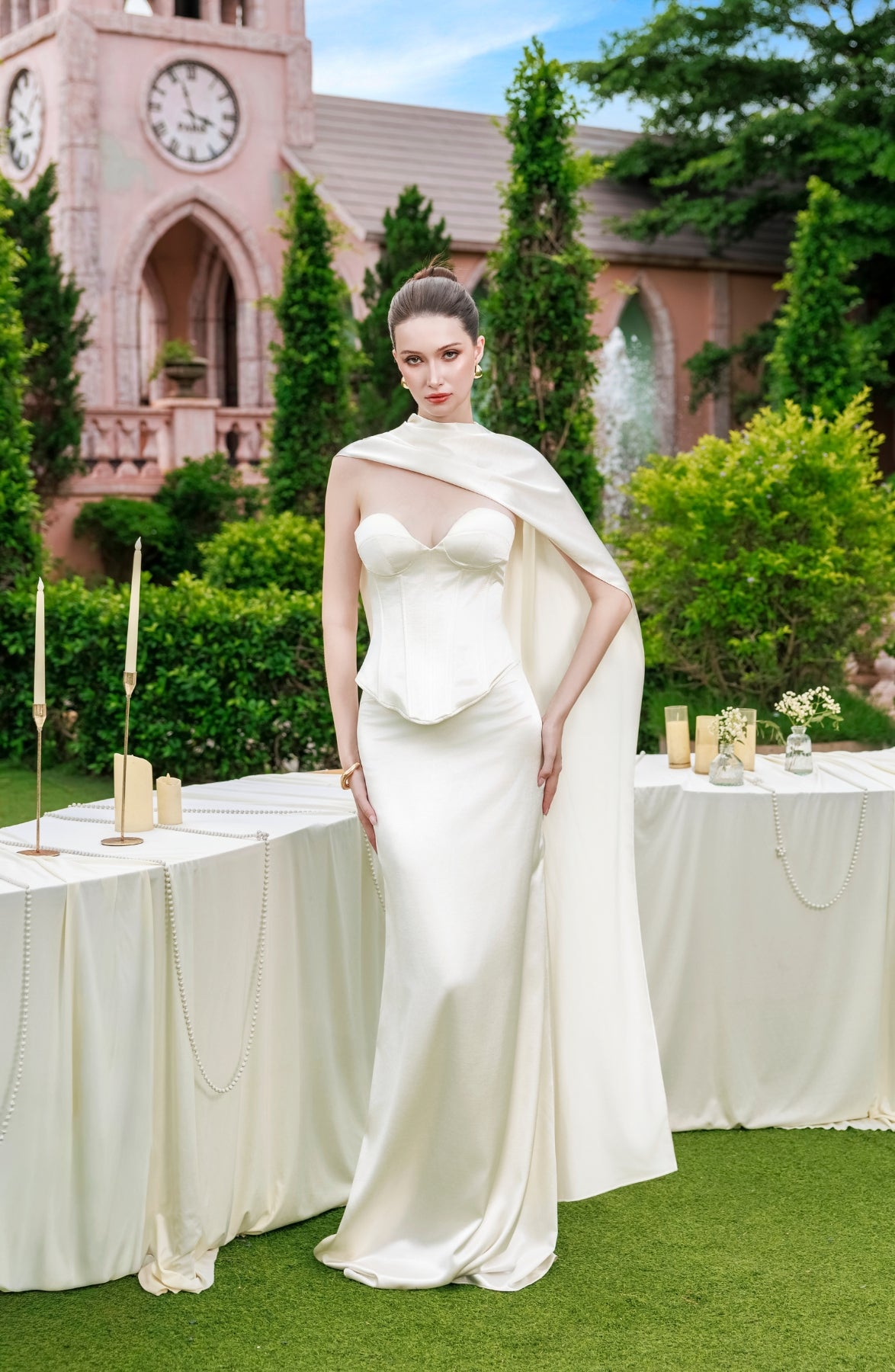 Sonata Corset Top and Column Skirt in Ivory, view 13