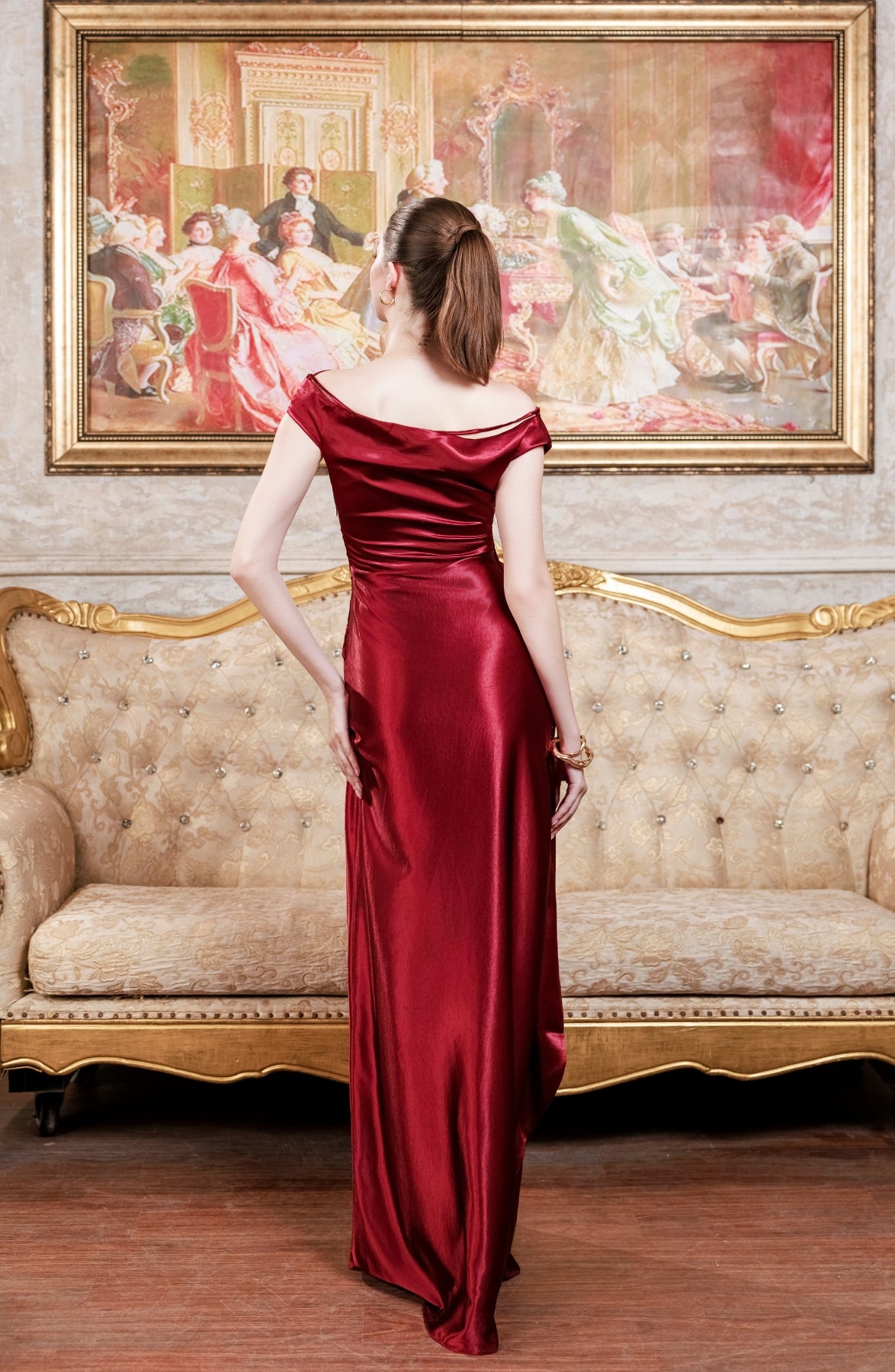 Fioritura Dress in Burgundy, view 2