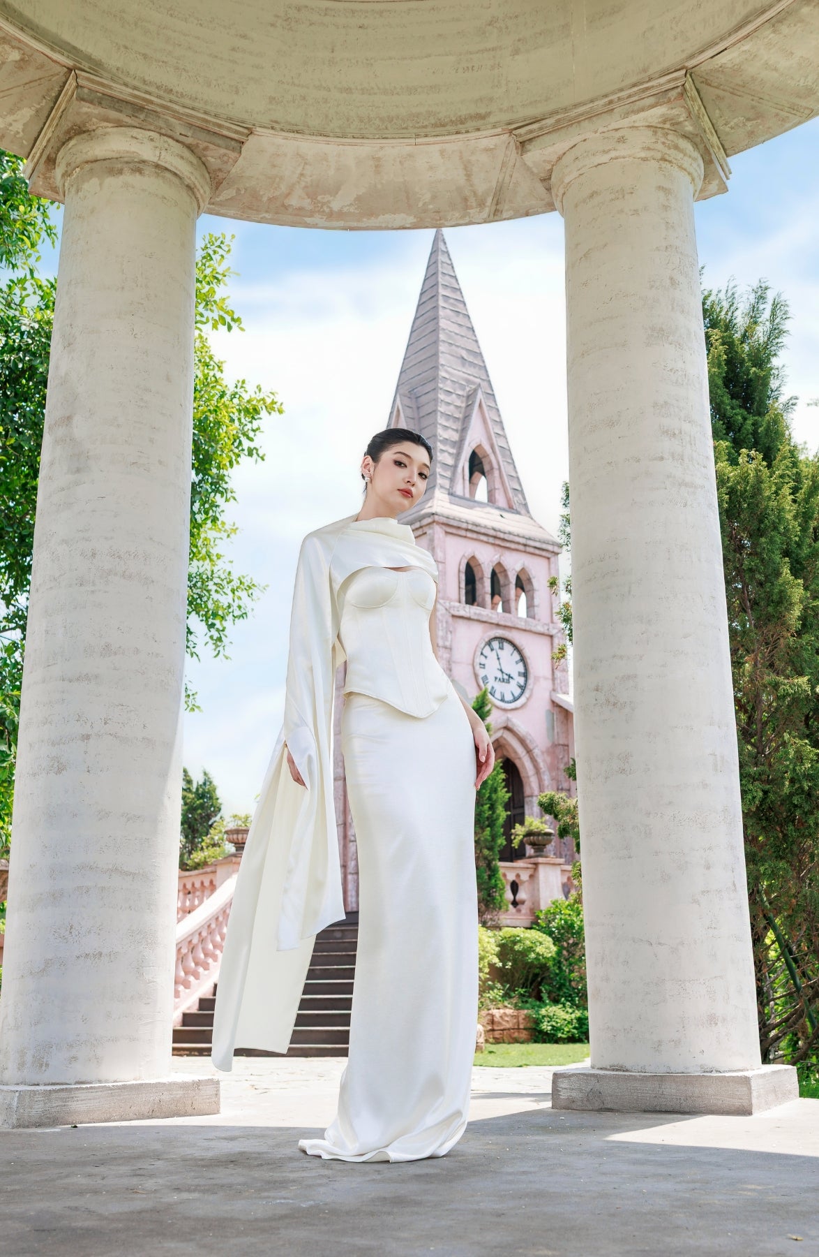 Emma Corset Top and Emma Maxi Skirt in Ivory, view 14