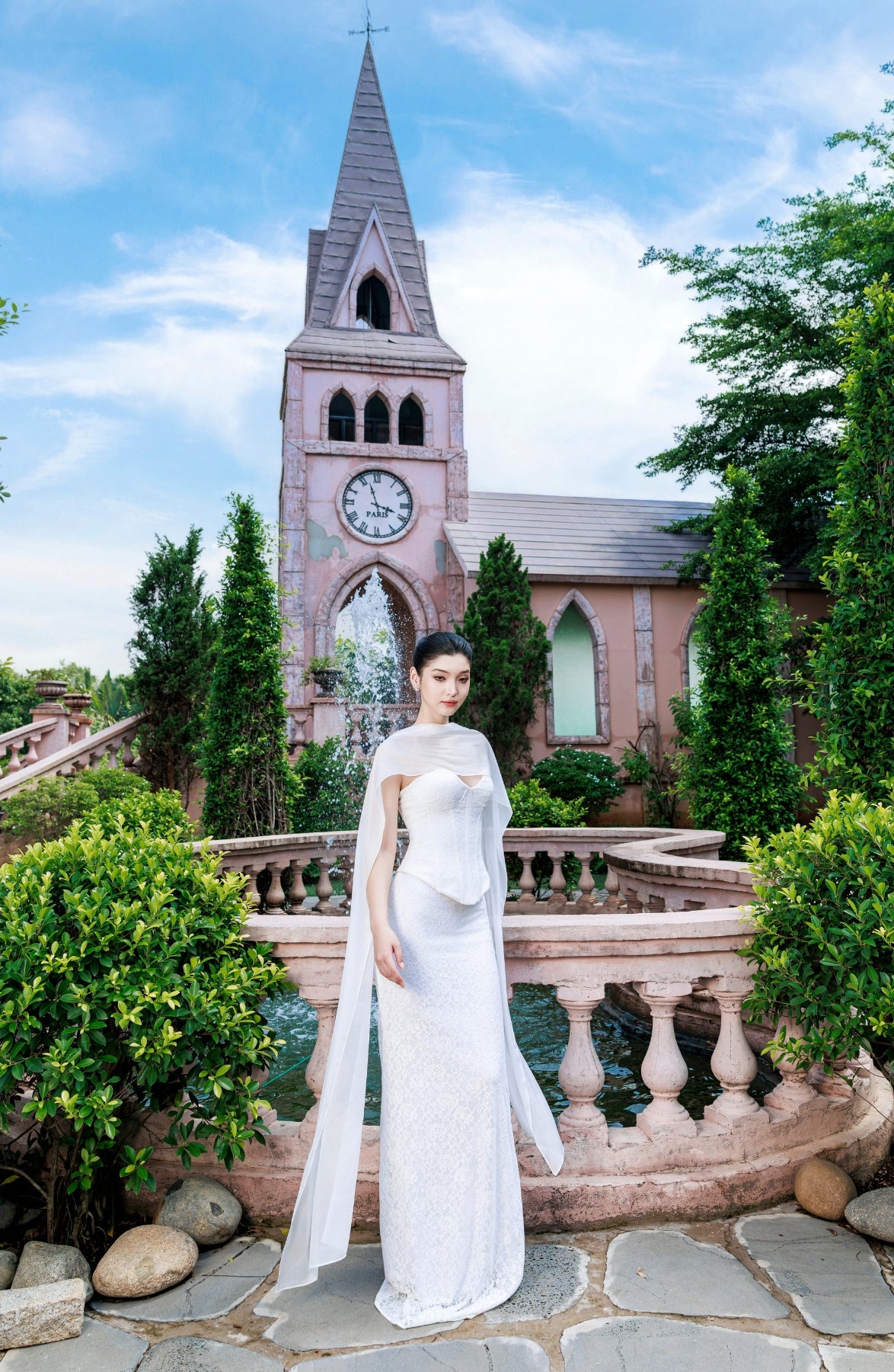 Katie Laced Corset Top and Mermaid Maxi Skirt in Ivory, view 15