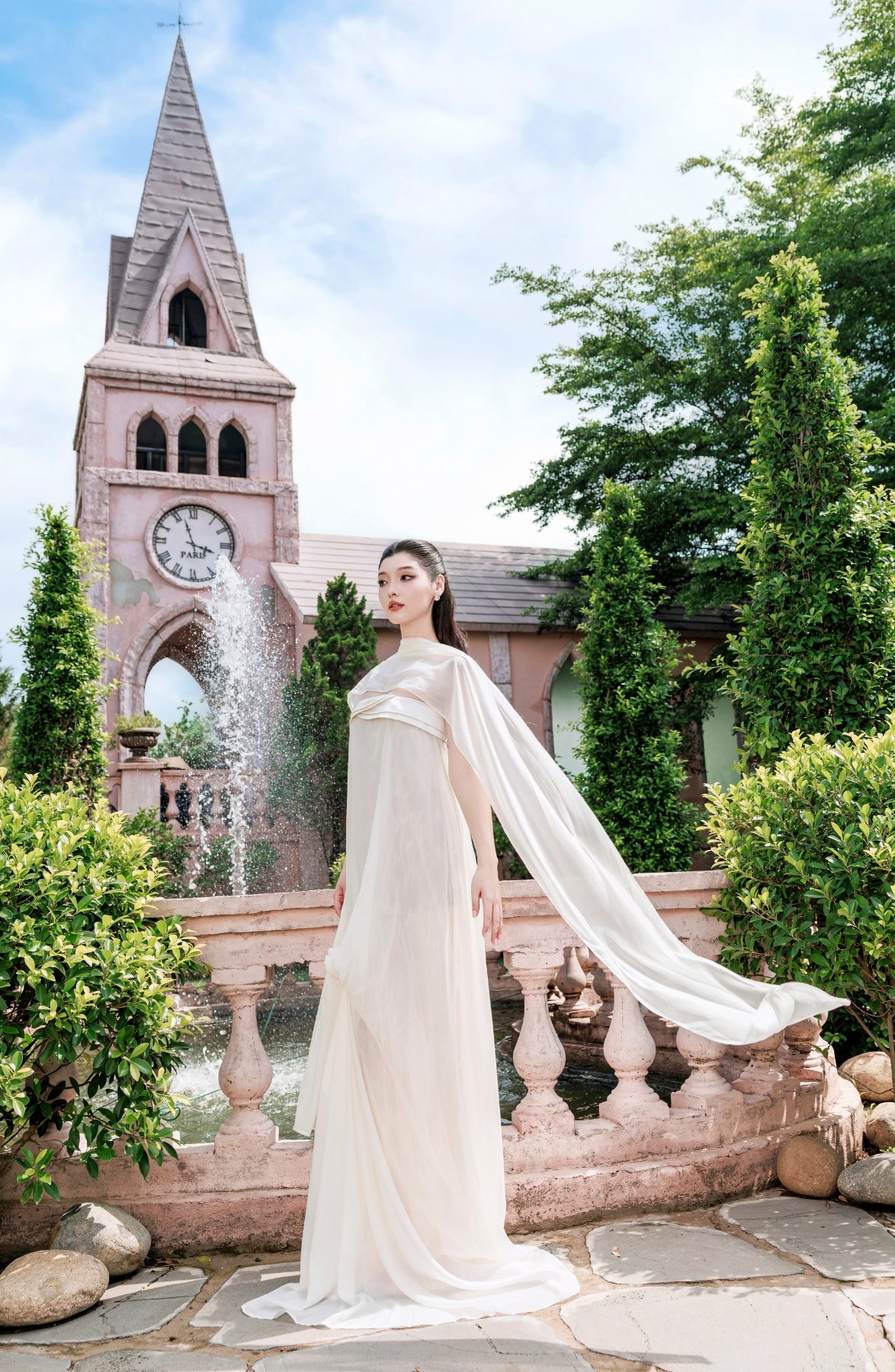Rosette Maxi Dress in Ivory, view 15