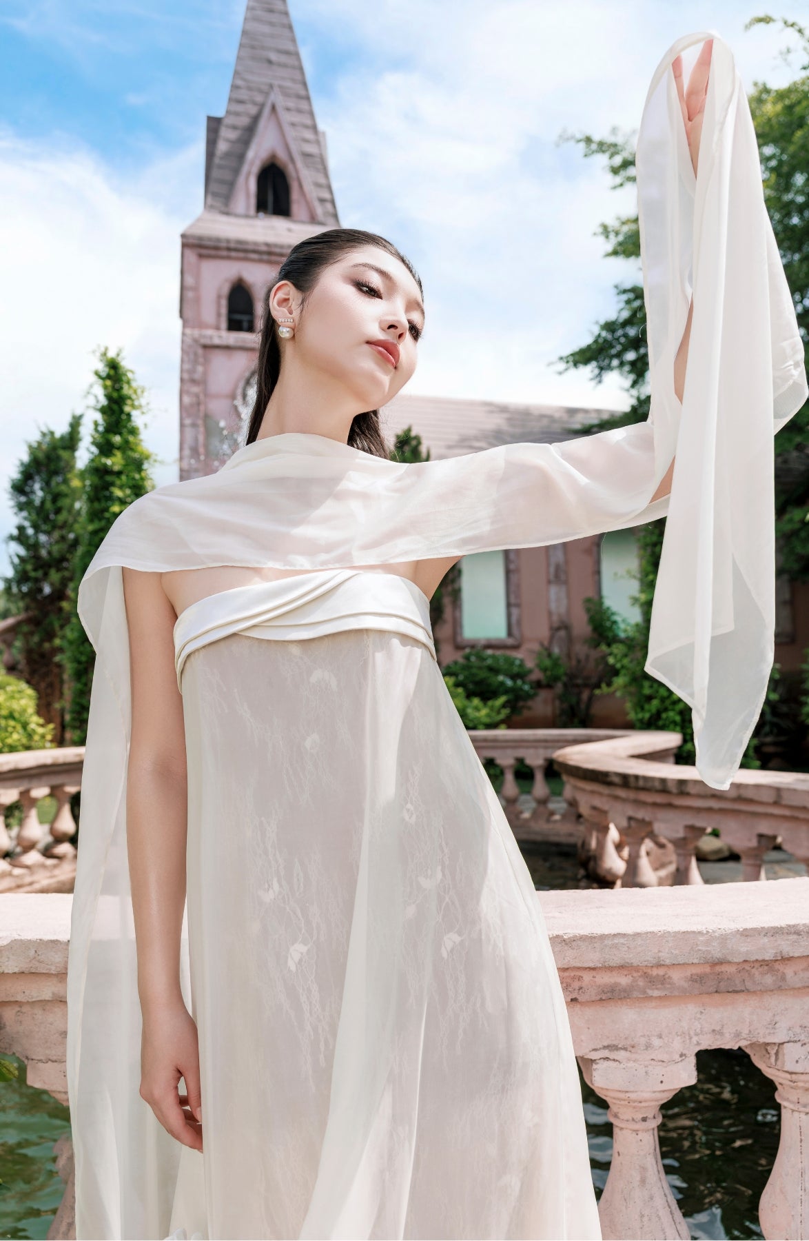 Rosette Maxi Dress in Ivory, view 16