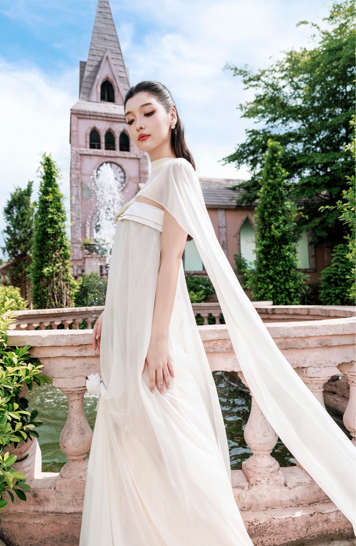Rosette Maxi Dress in Ivory, view 18
