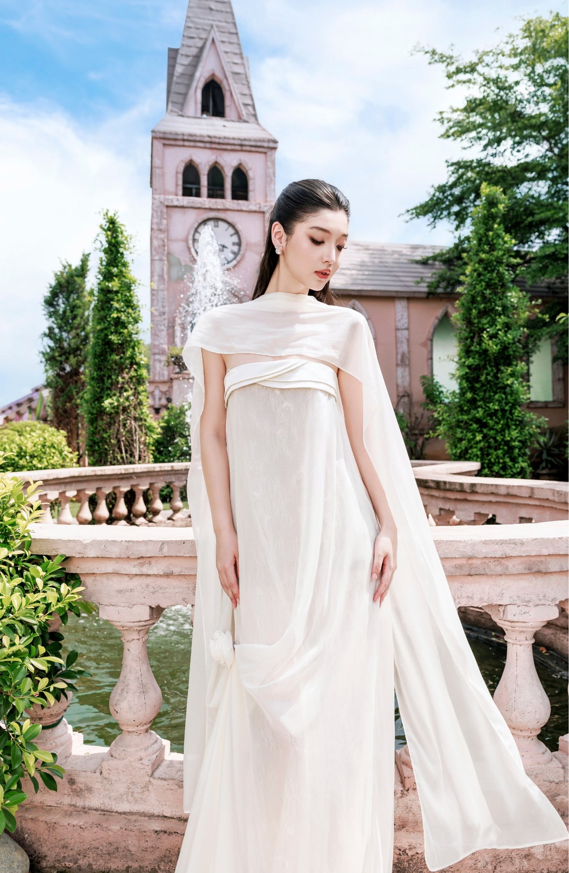 Rosette Maxi Dress in Ivory, view 19