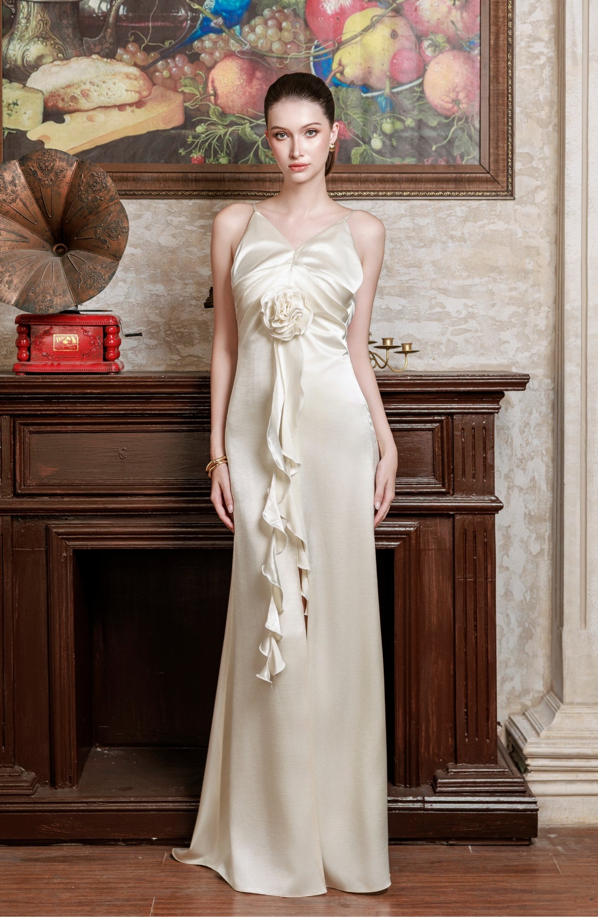 Corsage Maxi Dress in Ivory, view 1