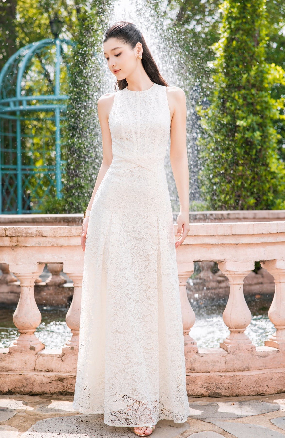 Elena Lace Dress in Ivory, view 4