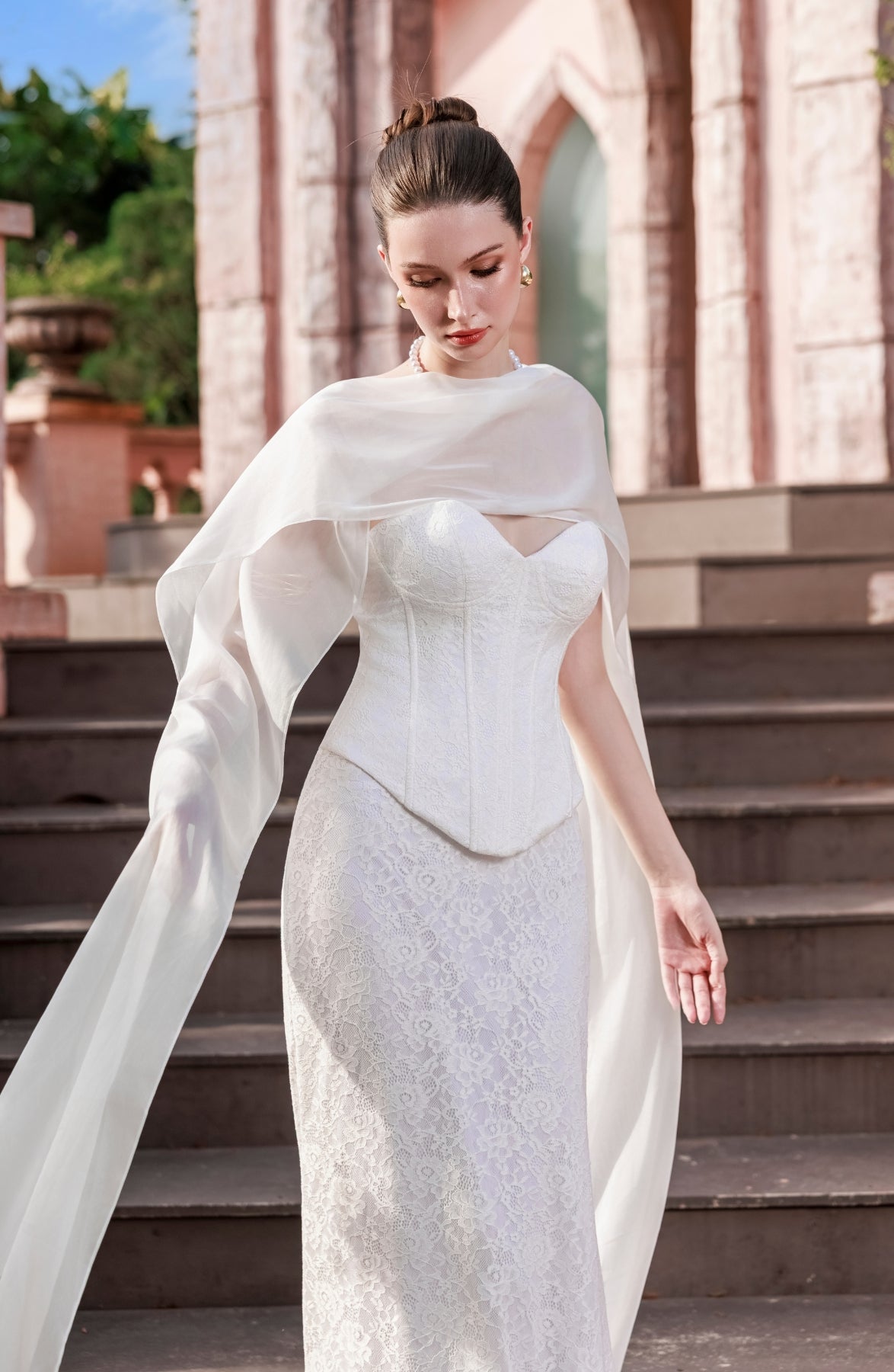 Katie Laced Mermaid Maxi Skirt in Ivory, view 48
