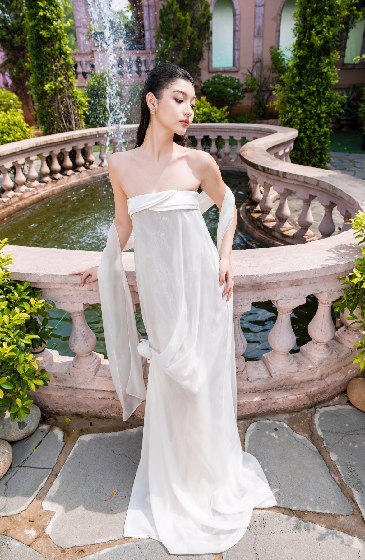 Rosette Maxi Dress in Ivory, view 23