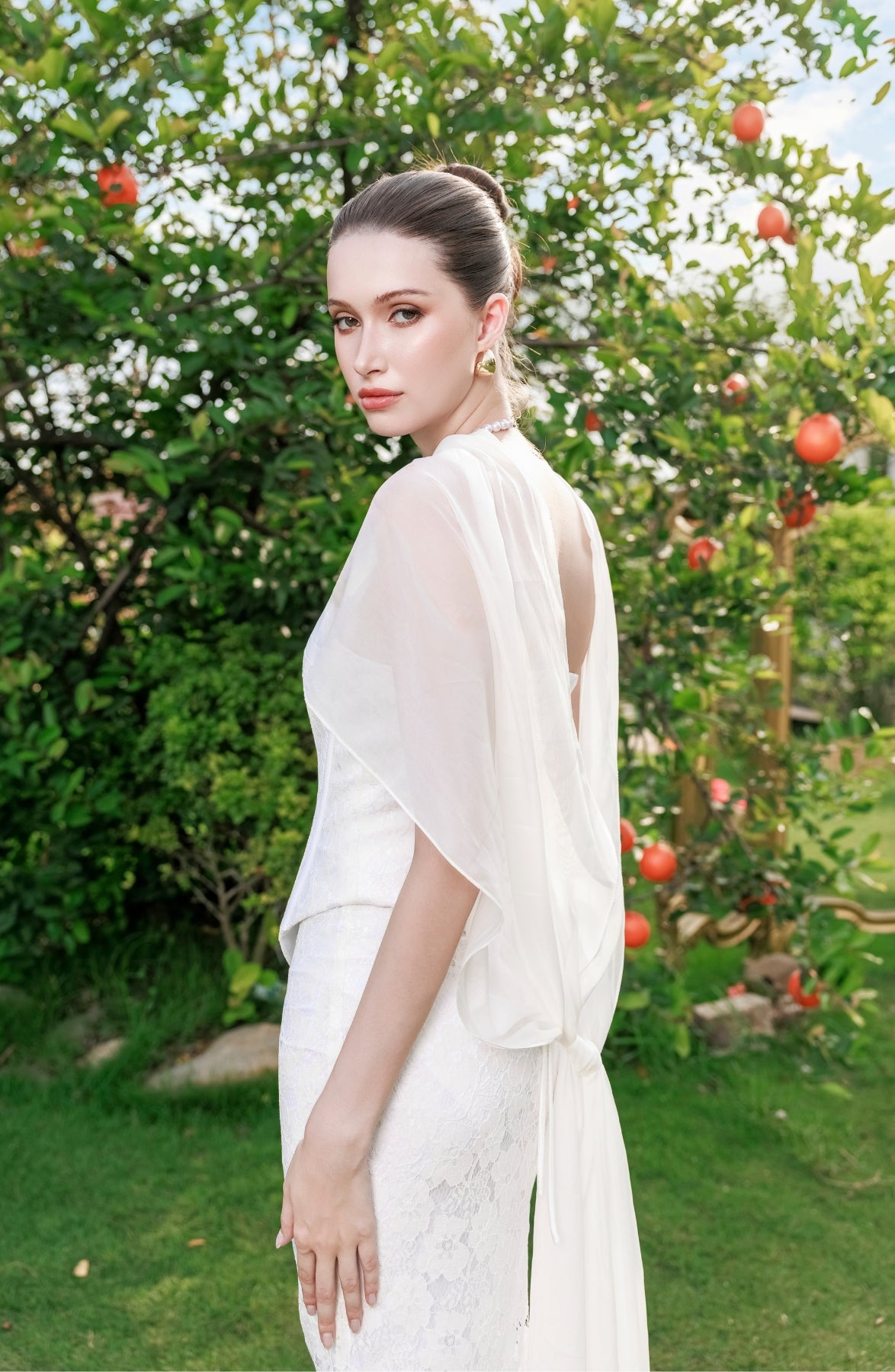 Minuet Corset Top and Column Skirt in Ivory, view 24