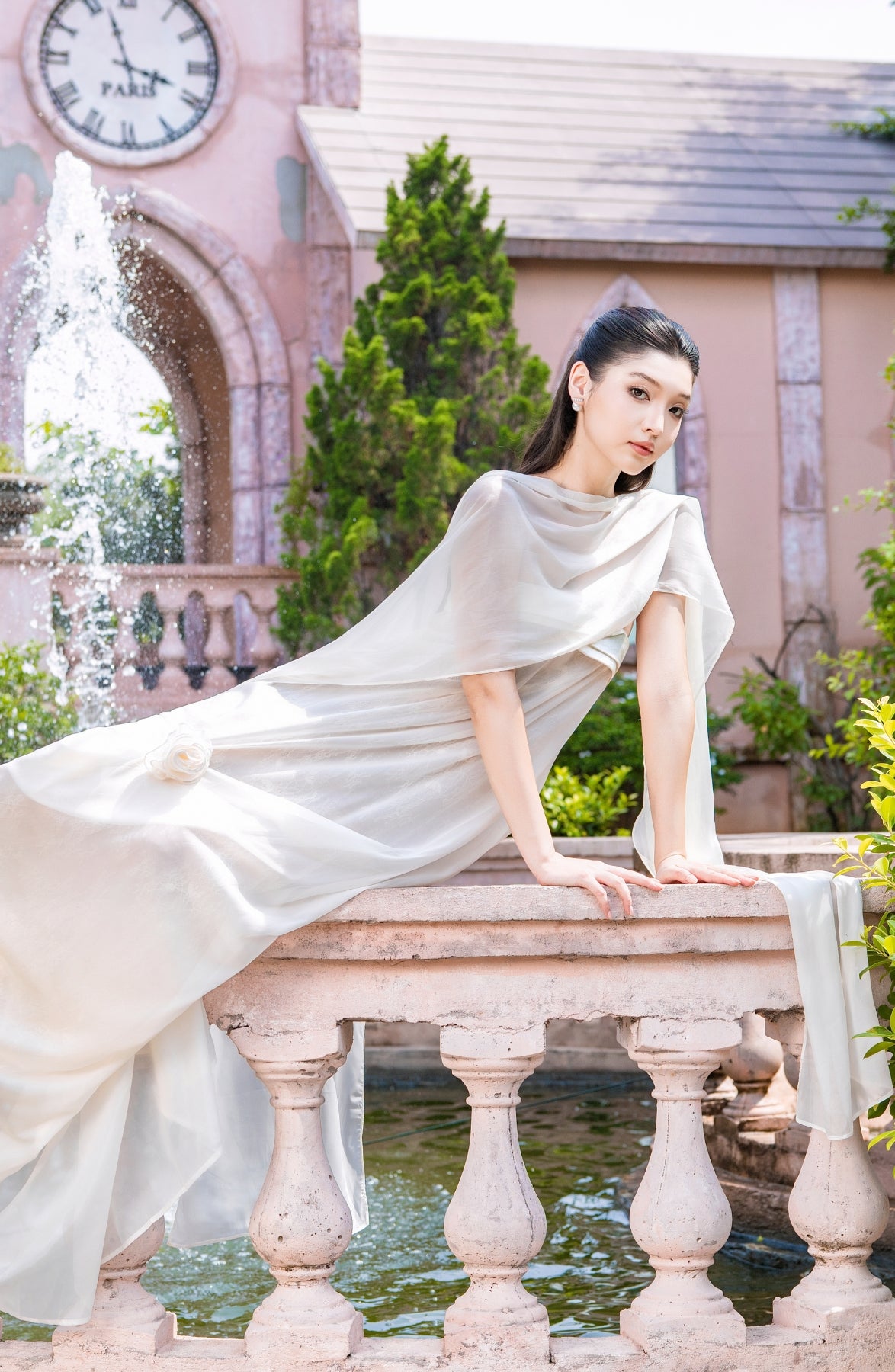 Rosette Maxi Dress in Ivory, view 25