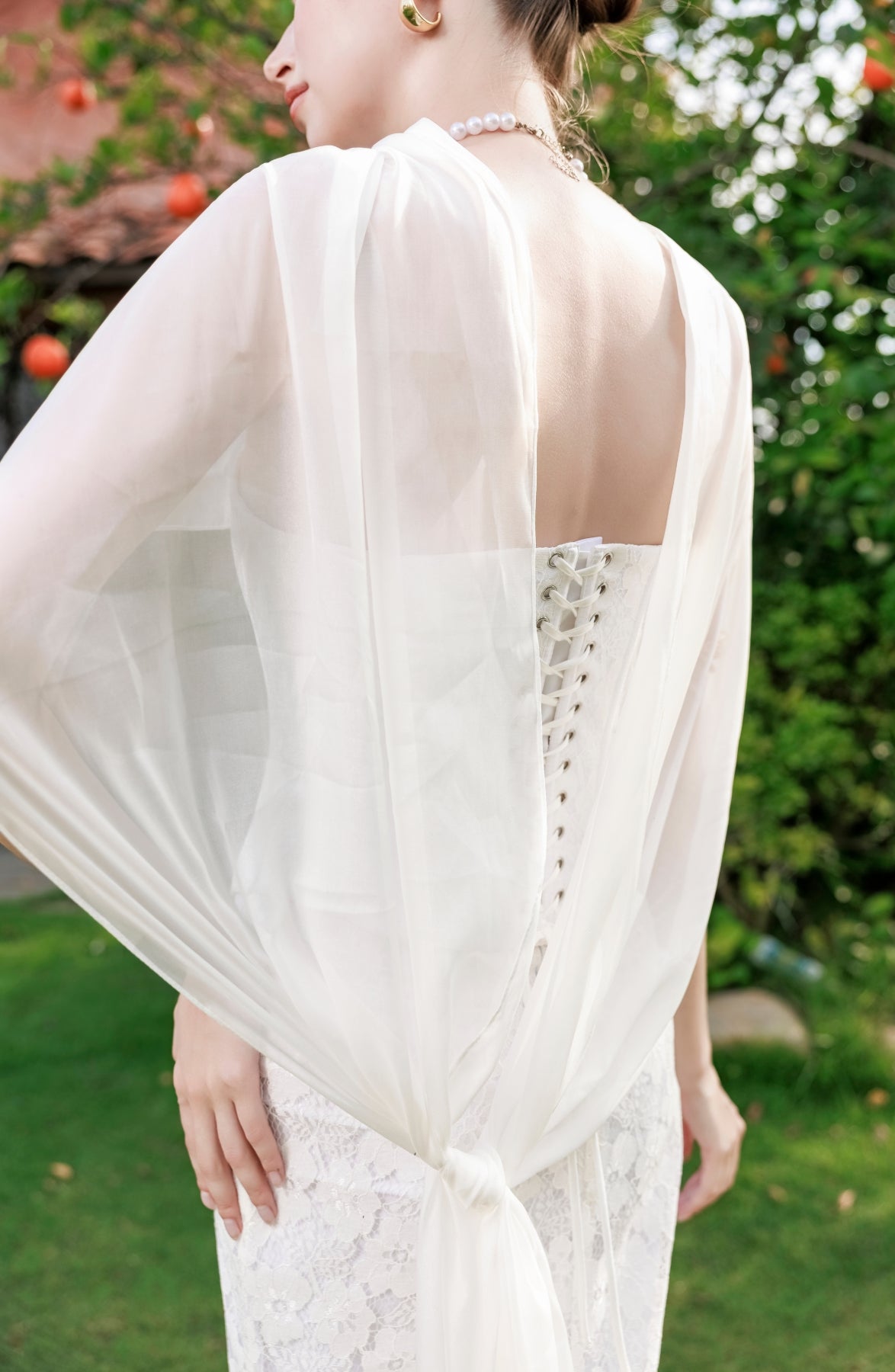 Minuet Corset Top and Column Skirt in Ivory, view 25